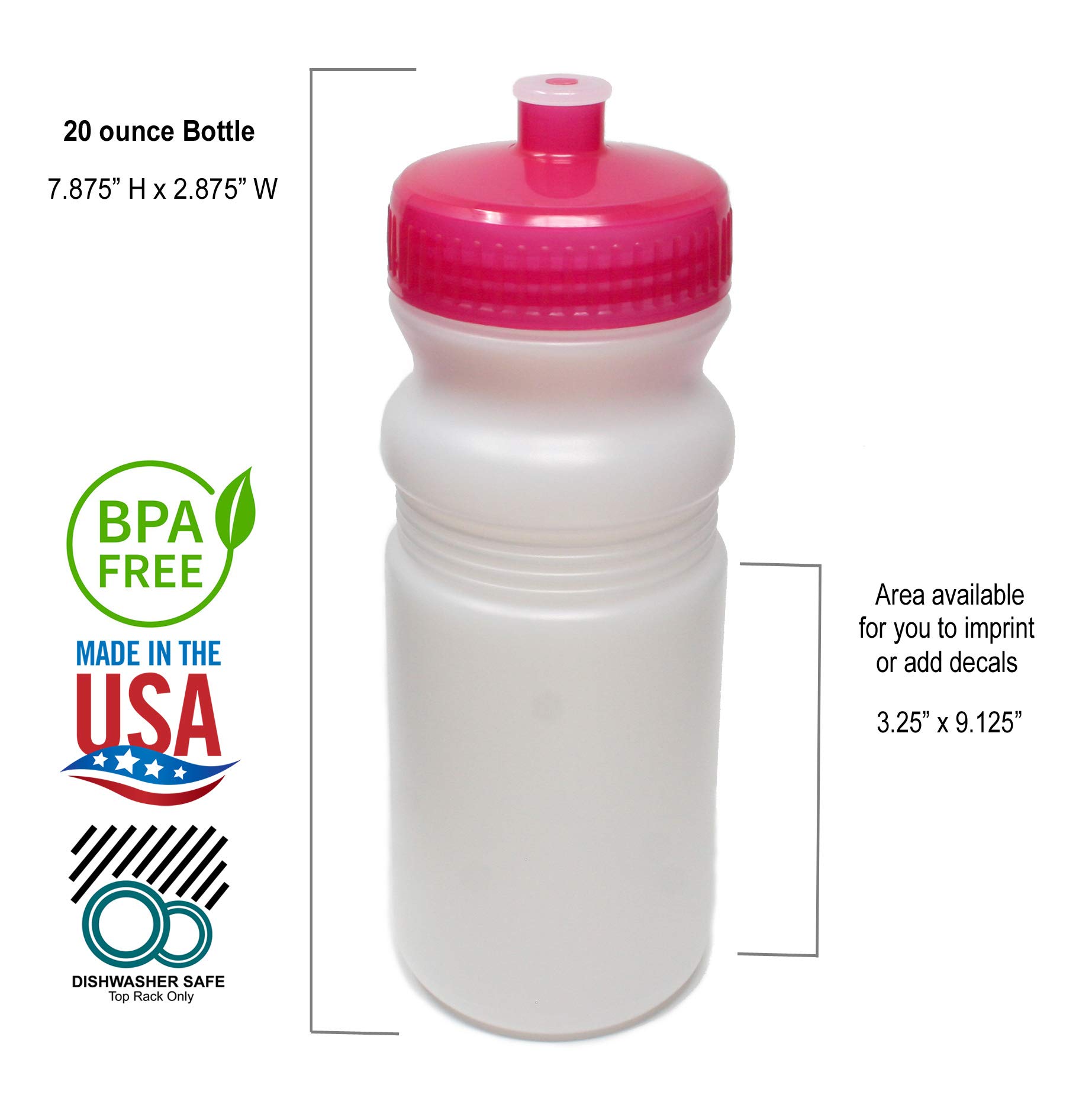 Rolling Sands 20oz BPA-Free Sports Water Bottles 100 Pack | USA Made, Dishwasher Safe | Perfect for Gyms, Schools & Team Sports Hydration