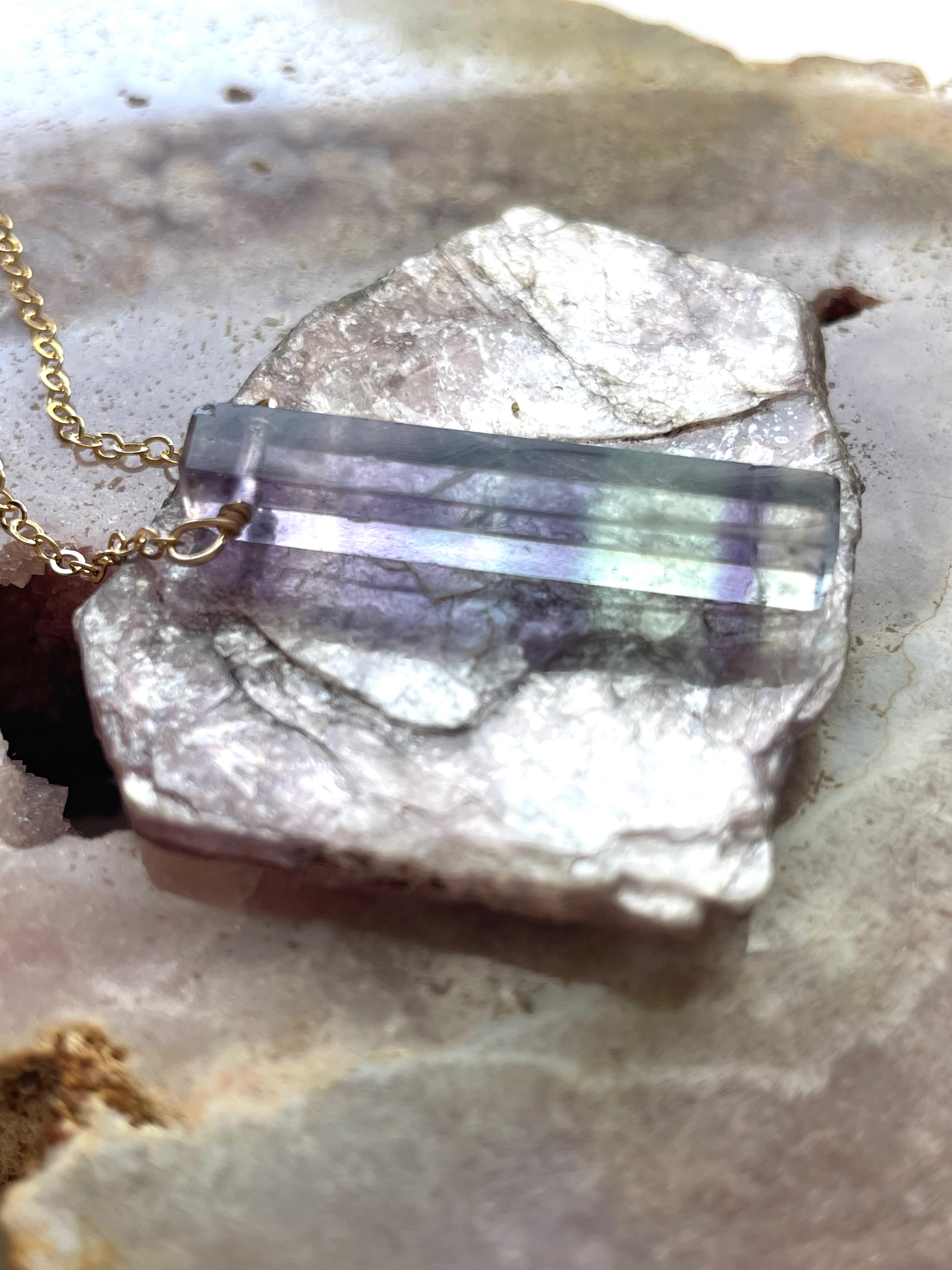 Natural Fluorite Crystal Pendant Necklace for Women – Healing Stone Jewelry for Energy Balance & Stress Relief | Perfect for Meditation, Yoga & Spiritual Gifts