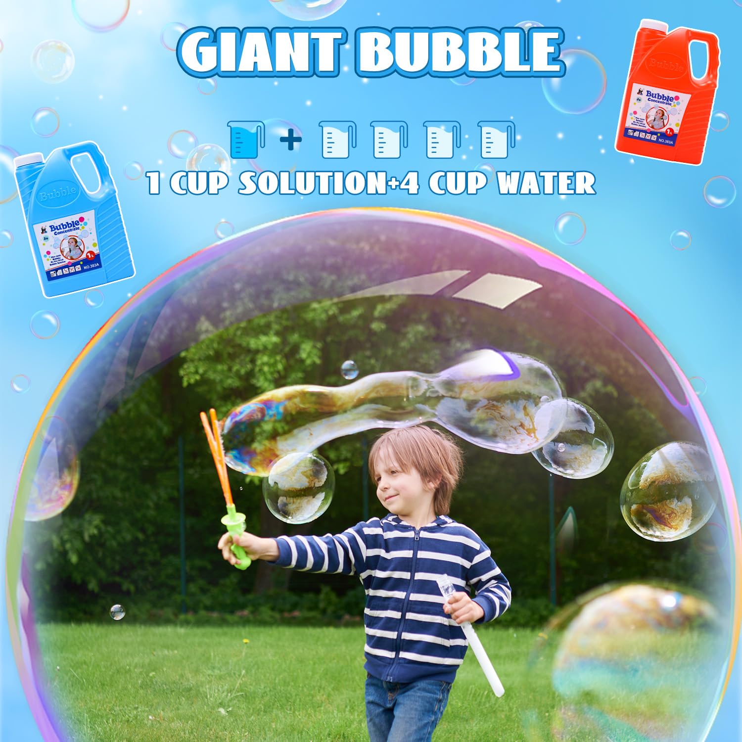 EagleStone Bubble Solution Refill 2x64oz - Concentrated for Bubble Machines & Wands - Outdoor Party & Kids Play