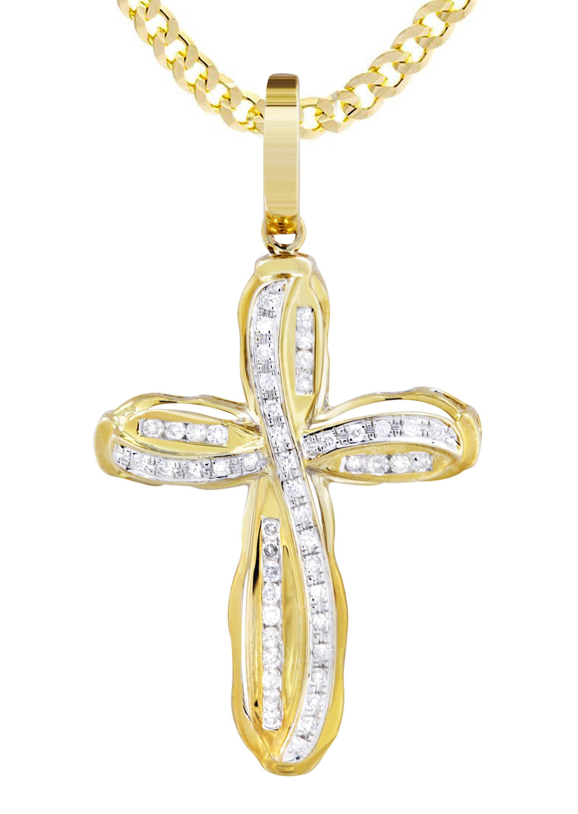 10K Yellow Gold Diamond Cross Pendant Necklace - 0.39 Carat Genuine Diamond Jewelry for Women - Perfect for Gifts, Weddings & Everyday Elegance