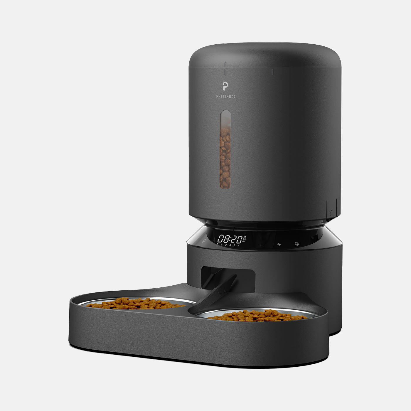 Pelibro Granary Automatic Dual Tray 5L Pet Feeder - Black - Perfect for Cats & Dogs - Ideal for Home, Office & Travel Use