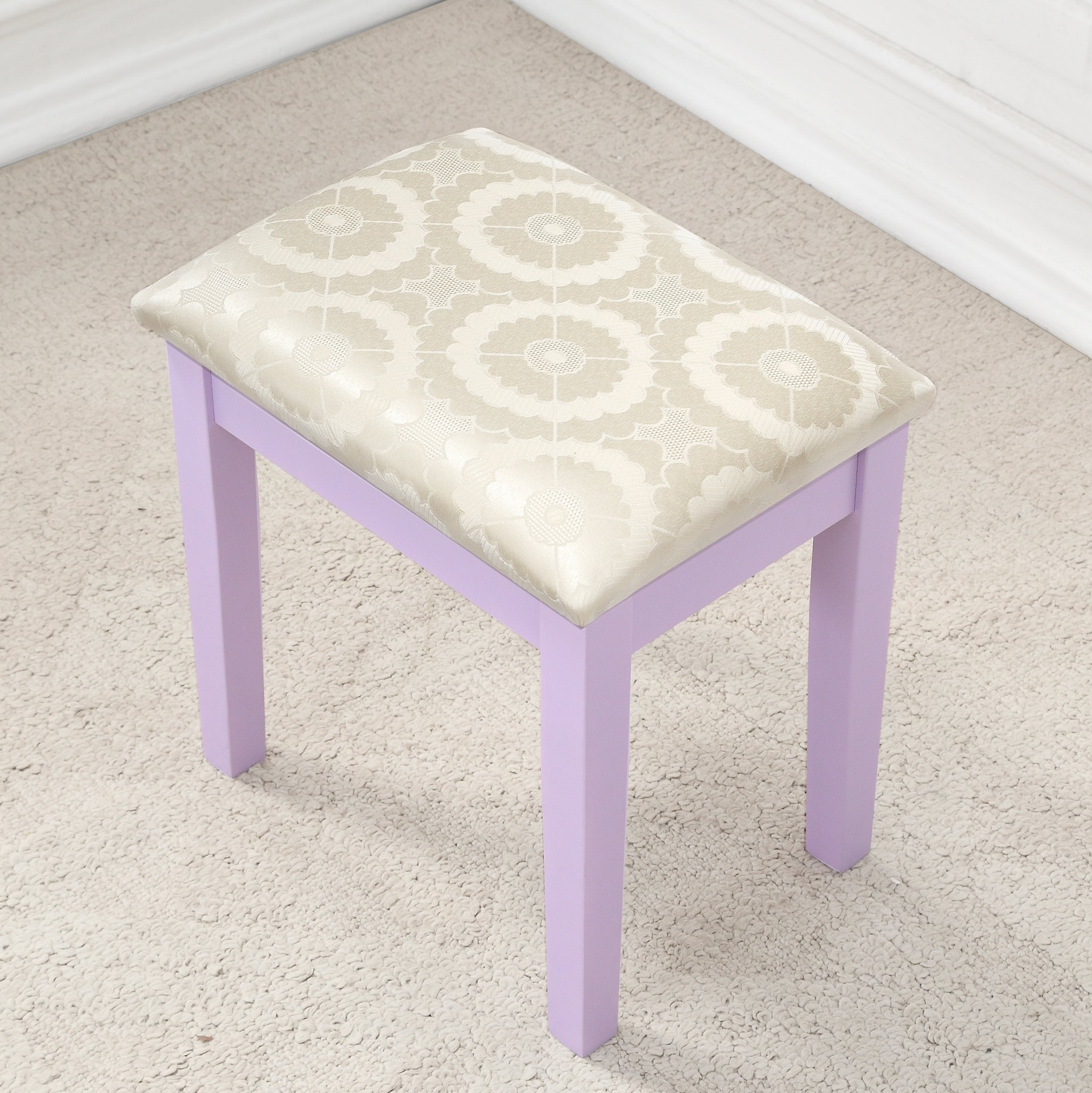 Roundhill Furniture Moniya Wood Makeup Vanity Table with Stool Set - Elegant Dressing Table for Bedroom, Bathroom & Salon Use
