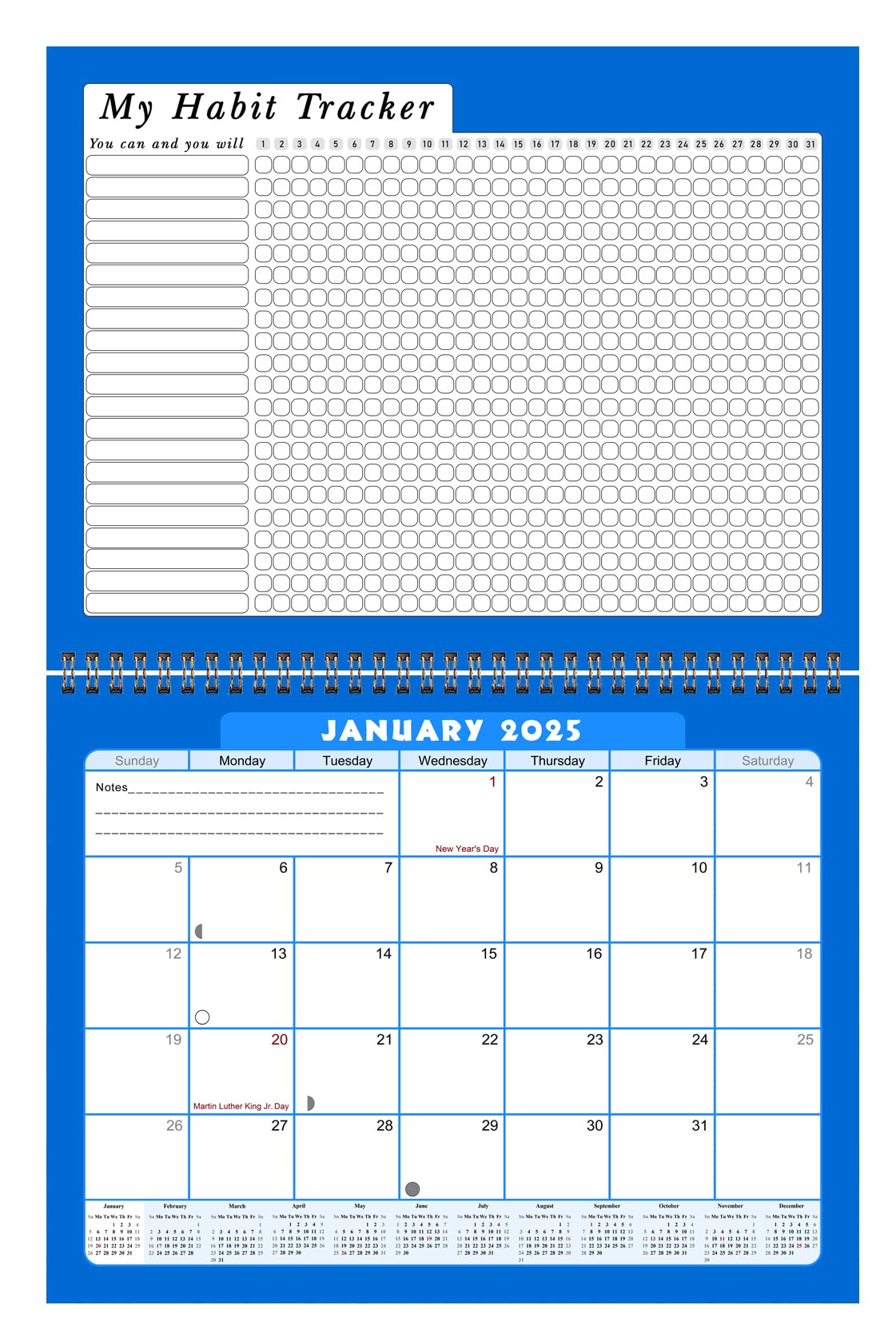 2025 Monthly Desktop & Wall Calendar Planner with Habit Tracker - Daily Weekly Monthly Goal Setting Motivational Journal - Inspirational Edition #06 - Perfect for Office, Home & School Organization