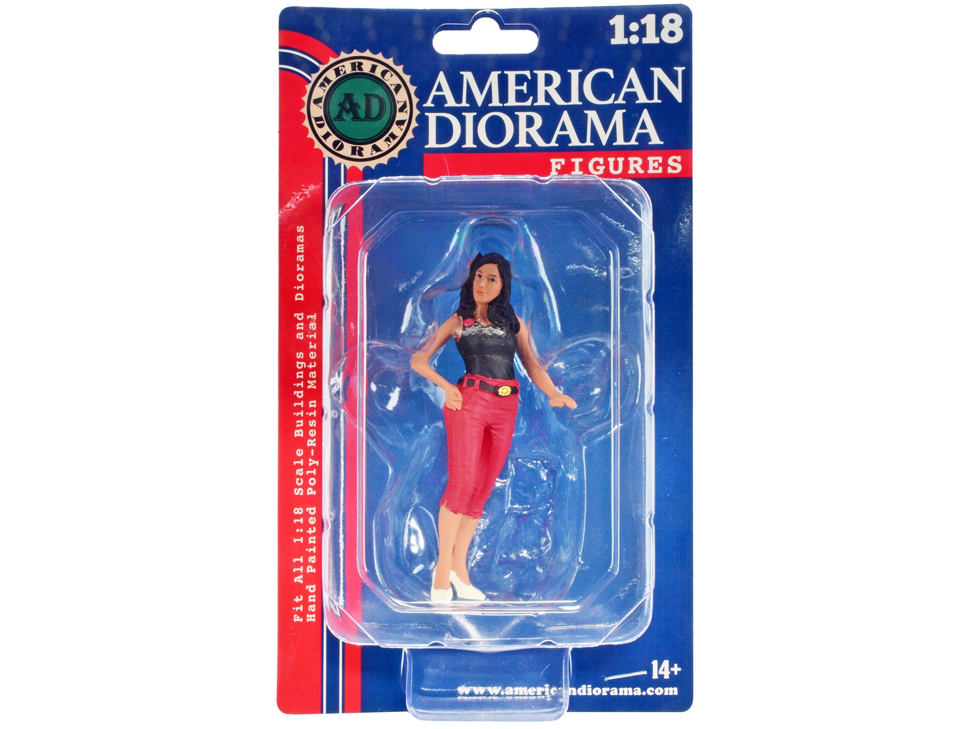 American Diorama 1/18 Scale Pin Up Girls Carroll Figure - Highly Detailed Collectible Model for Car Enthusiasts - Perfect for Diorama Displays, Model Car Shows, and Vintage Automotive Collections