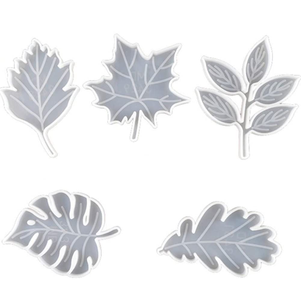 5PCS Leaf-Shaped Silicone Coaster Molds for Epoxy Resin Casting - DIY Resin Coaster Making Kit, Cup Mats & Home Decor - Perfect for DIY Crafts, Wedding Favors, and Table Setting Accessories