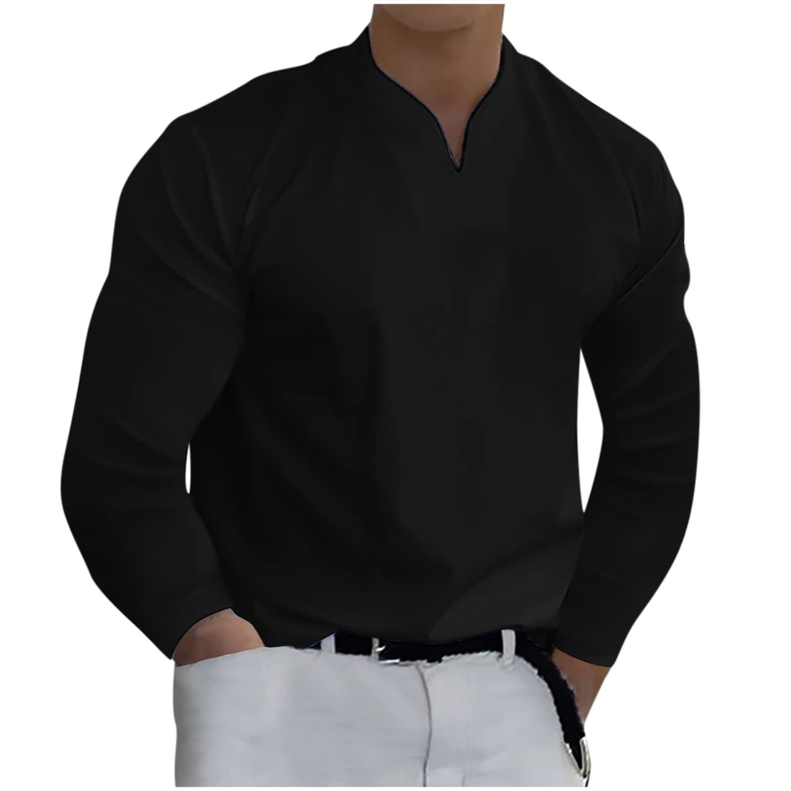 Muscularfit Men's Black V-Neck Long Sleeve Slim Fit Pullover Sweater | Business Casual Office & Date Night Outfit | Perfect for Work, Dating, Social Events | Fall & Winter Layering Essential | Ideal for Business Meetings, Romantic Dinners, Casual Gatherings | Great for Office Wear, Parties, and Cold Weather Fashion | Versatile for Professional Settings, Evening Outings, and Weekend Style