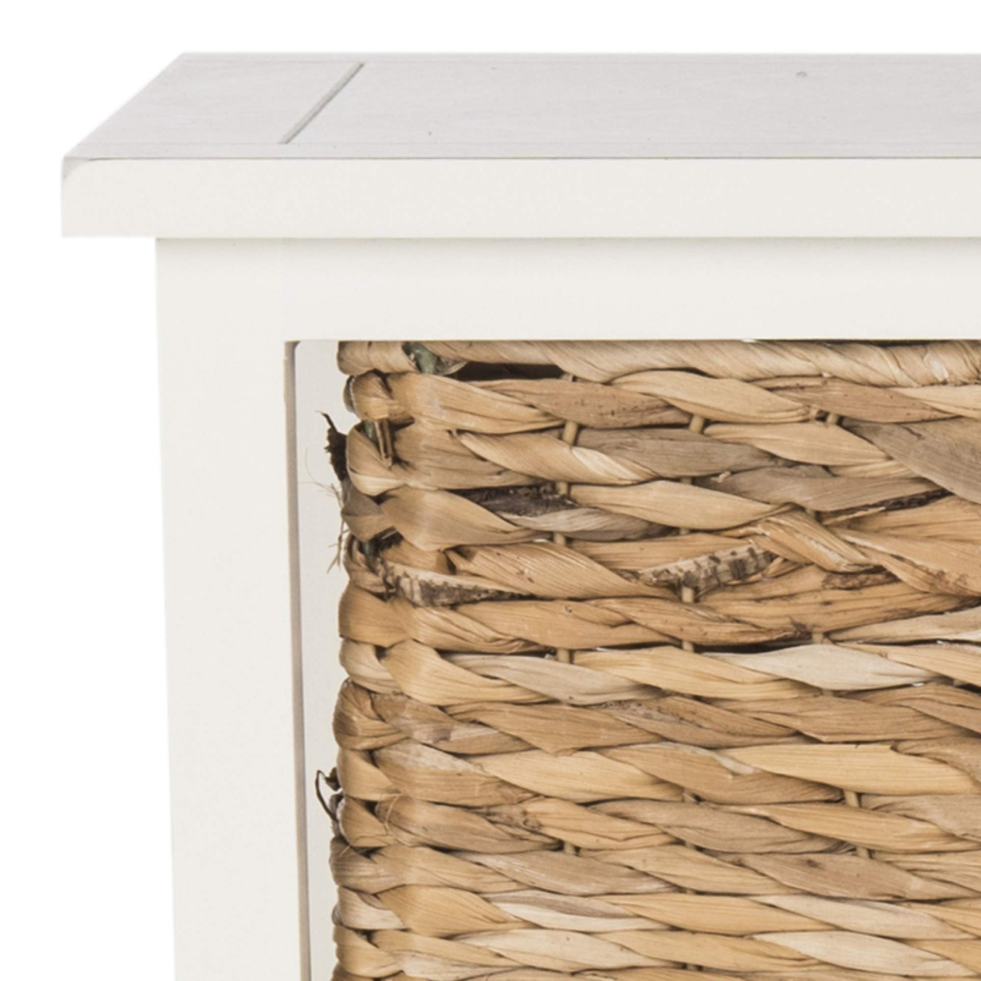 SAFAVIEH American Homes Collection Halle Distressed Black 3-Tier Wicker Basket Storage Side Table - Rustic End Table for Living Room, Bedroom & Patio Decor