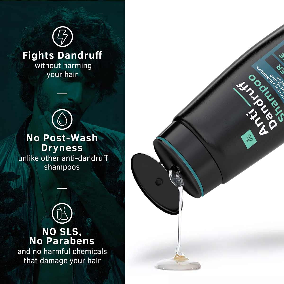 Ustraa Anti-Dandruff Shampoo 250ml - Climbazole, Ginger & Tea Tree Oil Formula for Dandruff Control - Sulfate Free, Paraben Free, Silicone Free, Mineral Oil Free - Ideal for Daily Scalp Care & Itch Relief