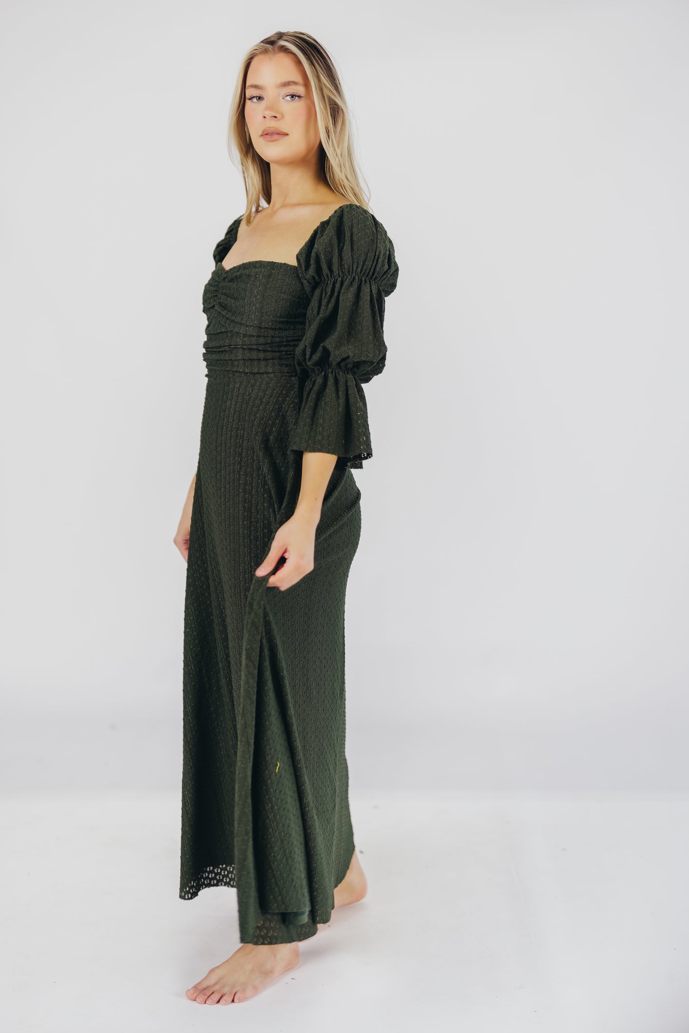 Corrine Women's Maxi Dress with Pockets - Flowy Long Summer Dress in Hunter Green for Beach, Vacation & Casual Wear