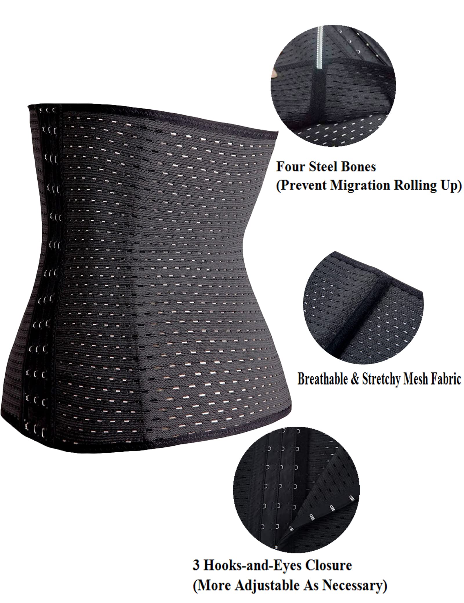 Youloveit Women's Waist Trainer Corset - Steel Boned Tummy Control Body Shaper with Adjustable Hooks for Everyday Wear | Perfect for Workouts, Postpartum Recovery & Special Occasions