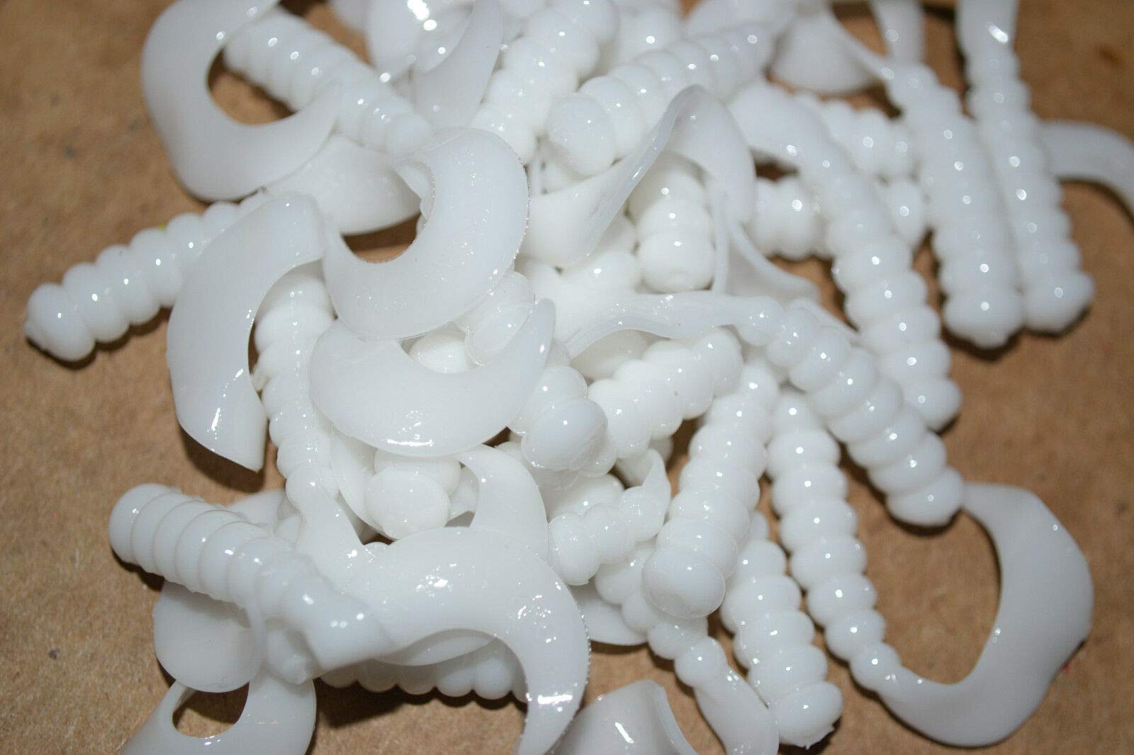 Premium Crappie Bass Fishing Lures - Hot Grubs Jig Tube Bait (White, 50pcs HG53) for Freshwater & Saltwater Angling - Ideal for Crappie, Bass, Trout and Panfish