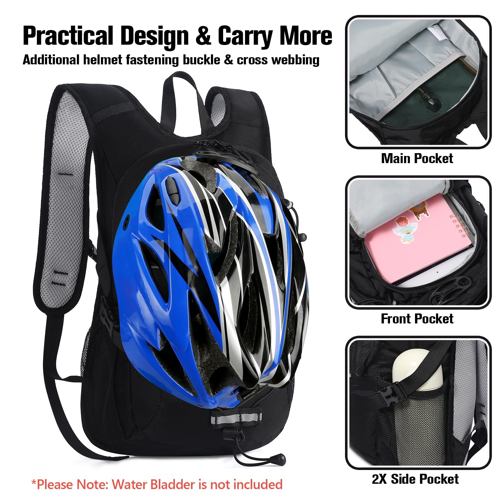 12L Kids Hiking Backpack with Hydration Pack - Waterproof Lightweight Camping Backpack for Boys & Girls Ages 5-12 - Perfect for Outdoor Adventures, School Trips & Travel Gear