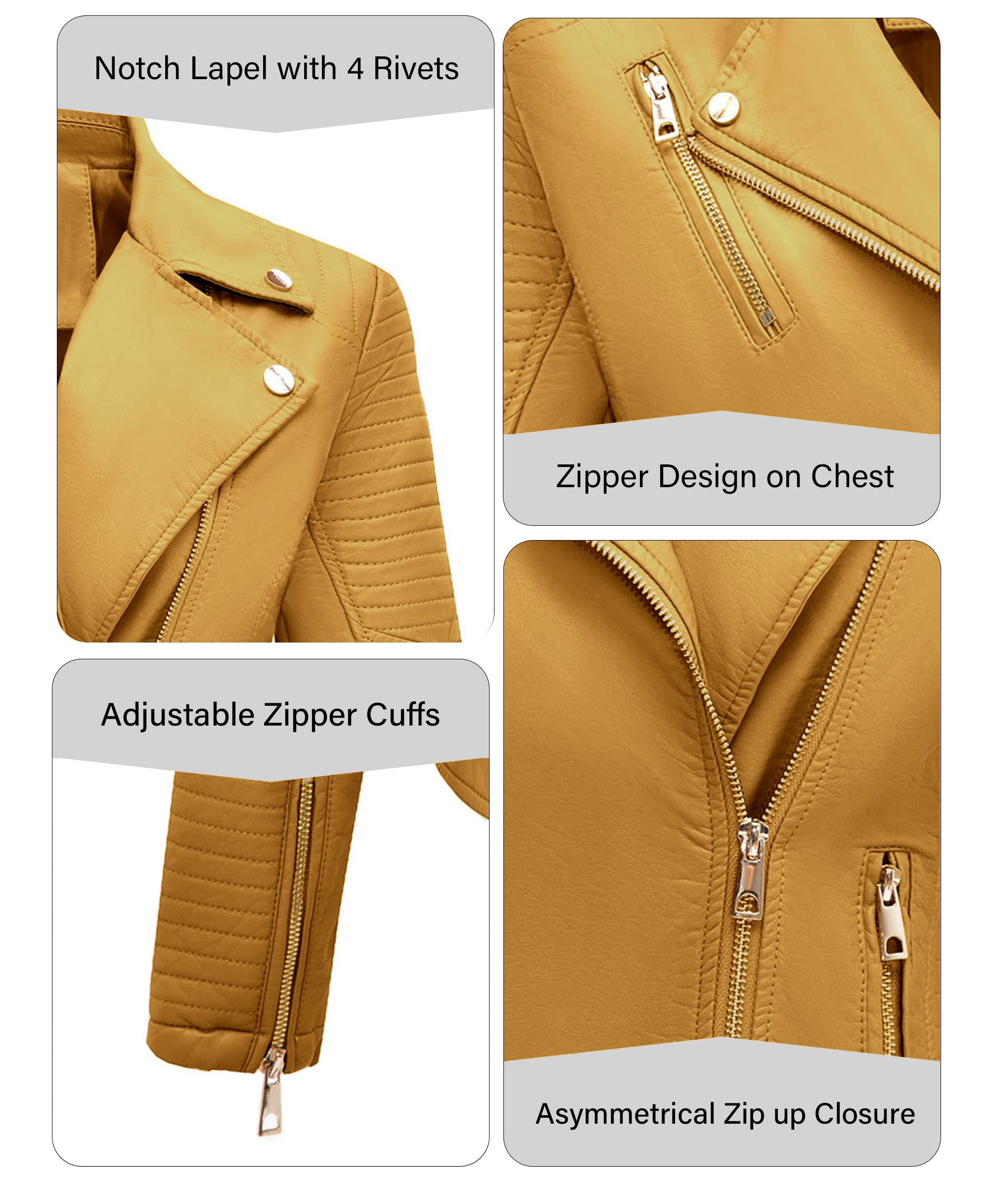 Bellivera Women's Faux Leather Jacket - Lightweight Motorcycle Coat for Spring 2025 | Trendy Casual Outerwear for Daily Wear, Street Style & Night Out