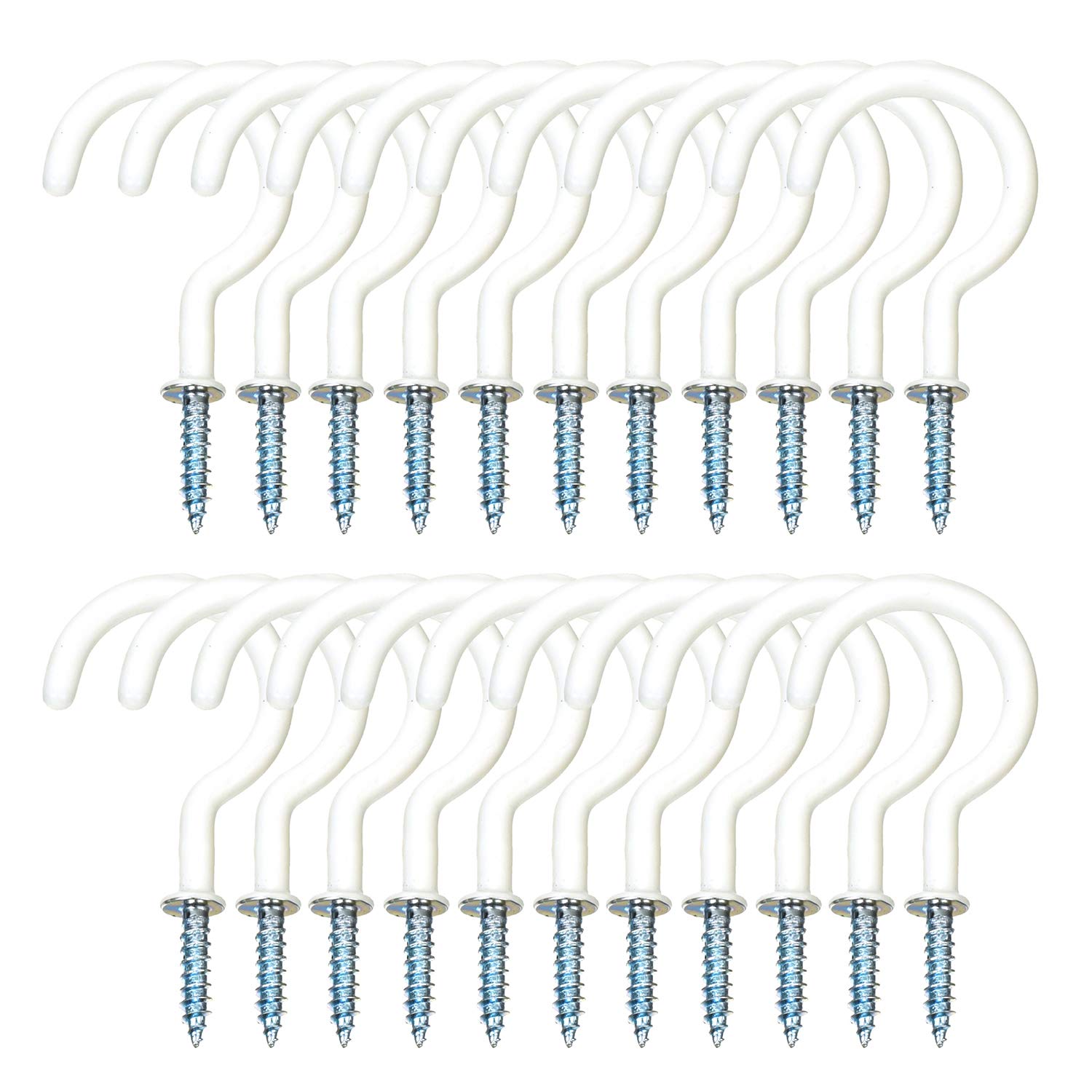 22 Pack 2.9 Inch Vinyl Coated Screw-in Ceiling Hooks - Heavy Duty Wall Hooks for Plants, Kitchen, Cups - Indoor & Outdoor Use - Perfect for Hanging Baskets, Utensils & Home Organization