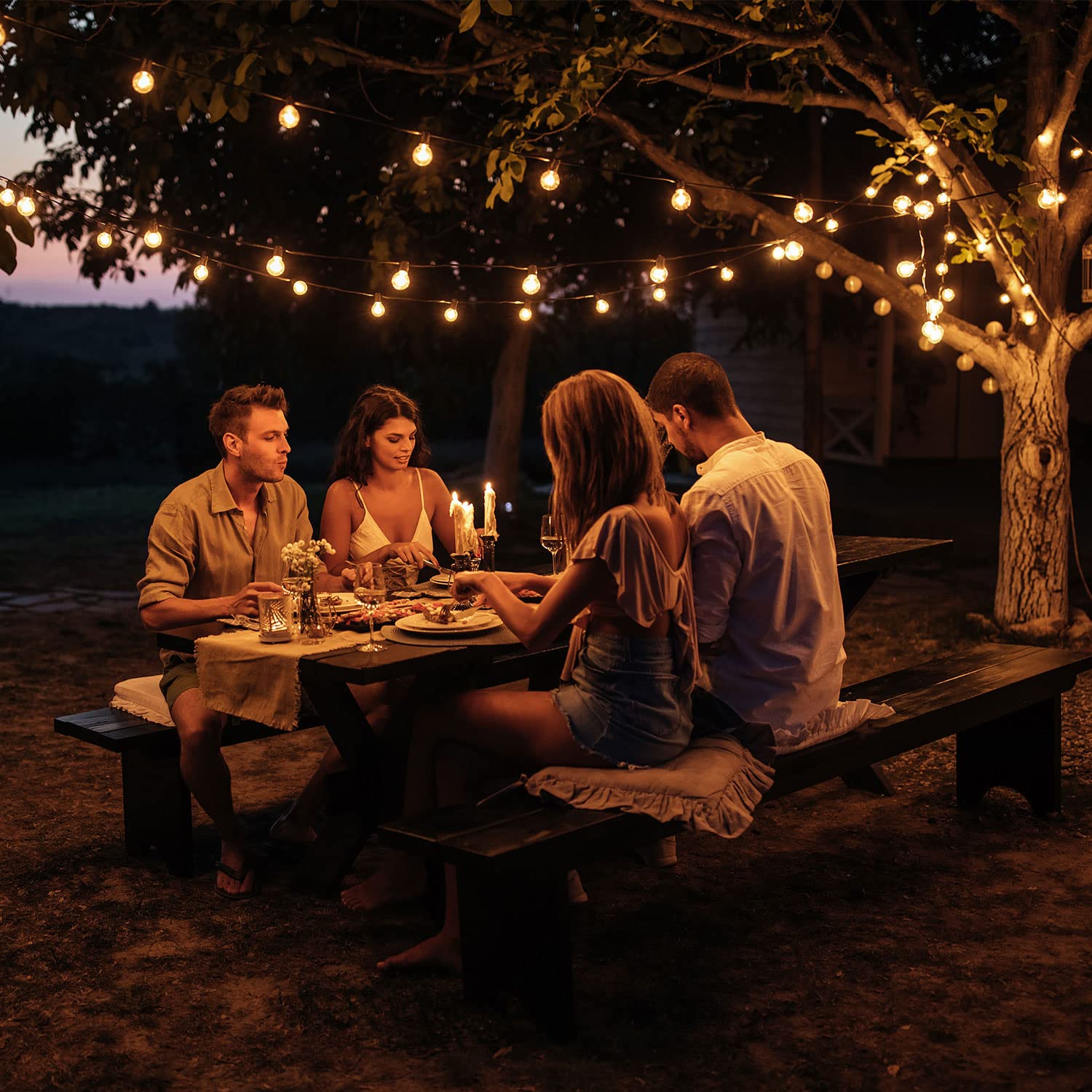 ZOTOYI 100 FT Outdoor String Lights Waterproof - G40 Globe LED Patio Lights with 52 Shatterproof Bulbs (2 Spare) - Perfect for Backyard, Porch, Cafe, Garden & Wedding Decorations