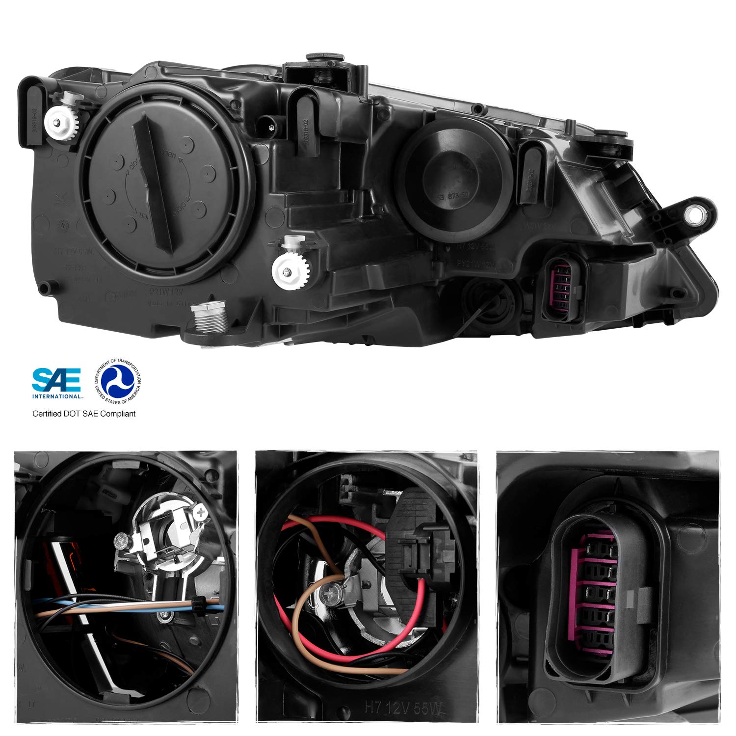 AKKON Direct Replacement Black Bezel Headlights for 2011-2018 VW Jetta - Left & Right Pair - Perfect for Night Driving & Car Upgrades
