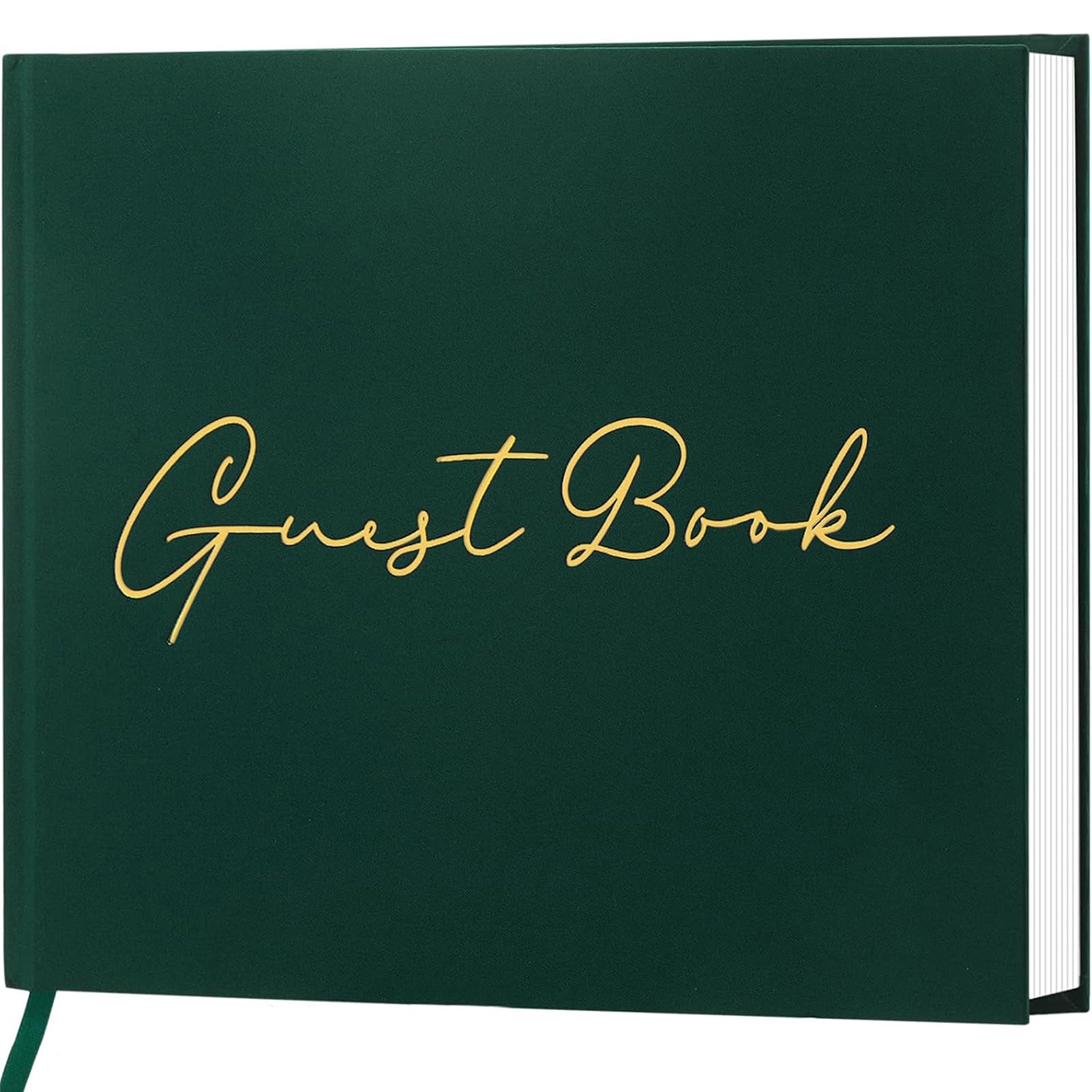 Elegant Wedding Guest Book - Classic Guest Book for Wedding Reception, Baby Shower, Bridal Shower, Birthday & Graduation - 100 Blank Pages for Signatures & Photos - Green - Perfect for Cherishing Special Memories