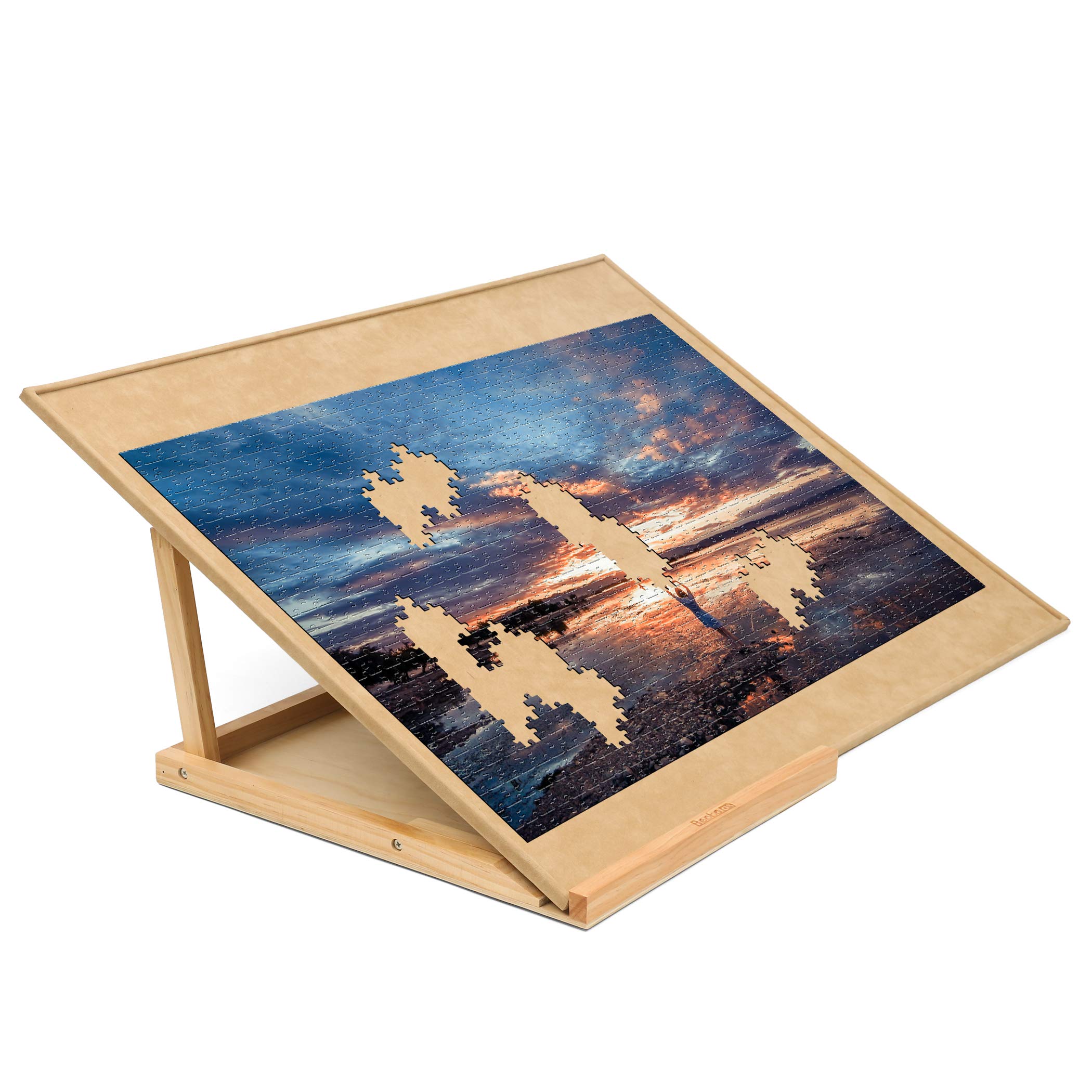 **Becko Adjustable Wooden Jigsaw Puzzle Board with Easel & Bracket Set – 1000 Piece Puzzle Organizer for Adults & Kids – Perfect for Family Game Nights & Relaxation**