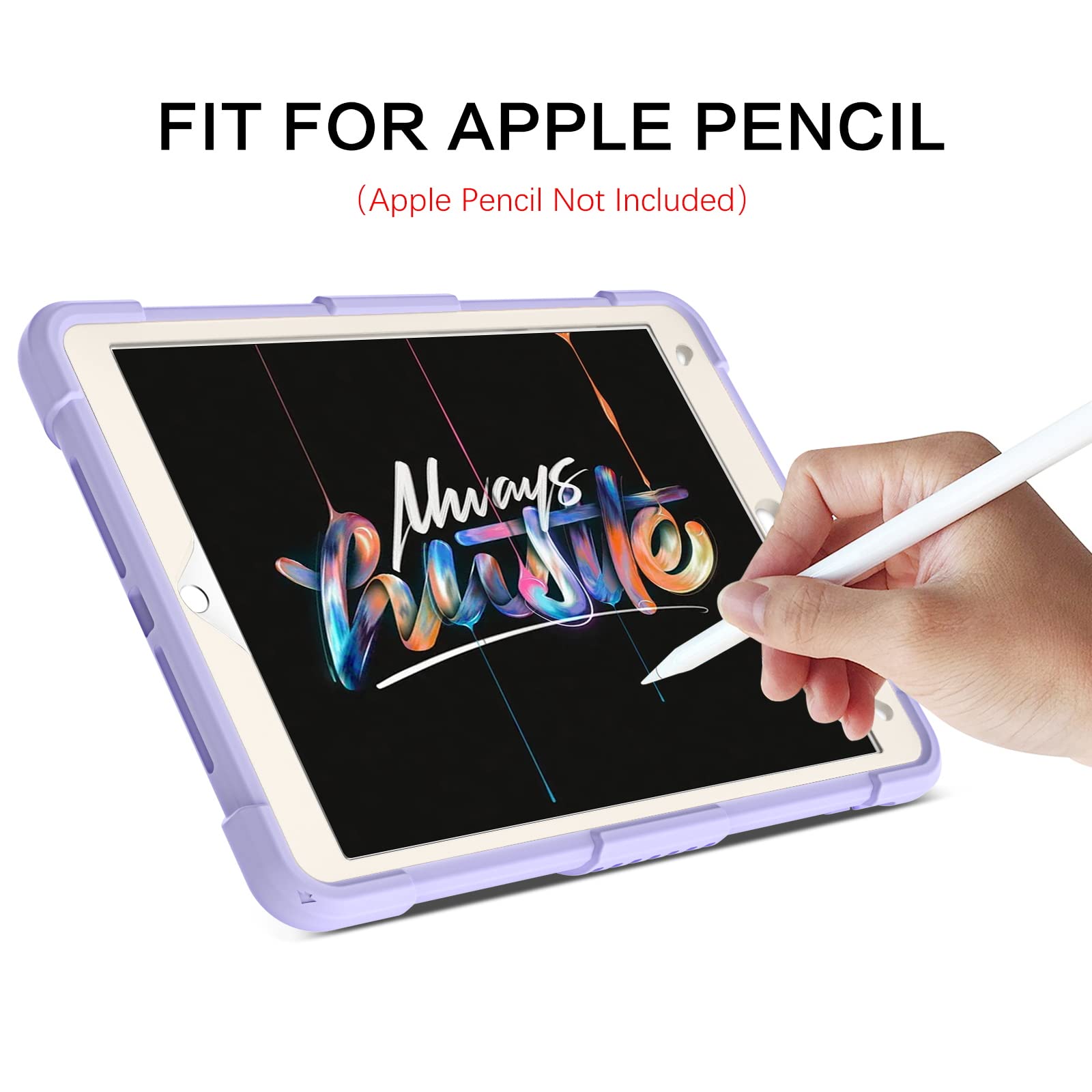 GUAGUA Shockproof Protective Case for iPad 9th/8th/7th Gen & iPad 10.2 (2021/2020/2019) - 2-in-1 Kickstand Design with Pencil Holder, Also Compatible with iPad Air 3 10.5