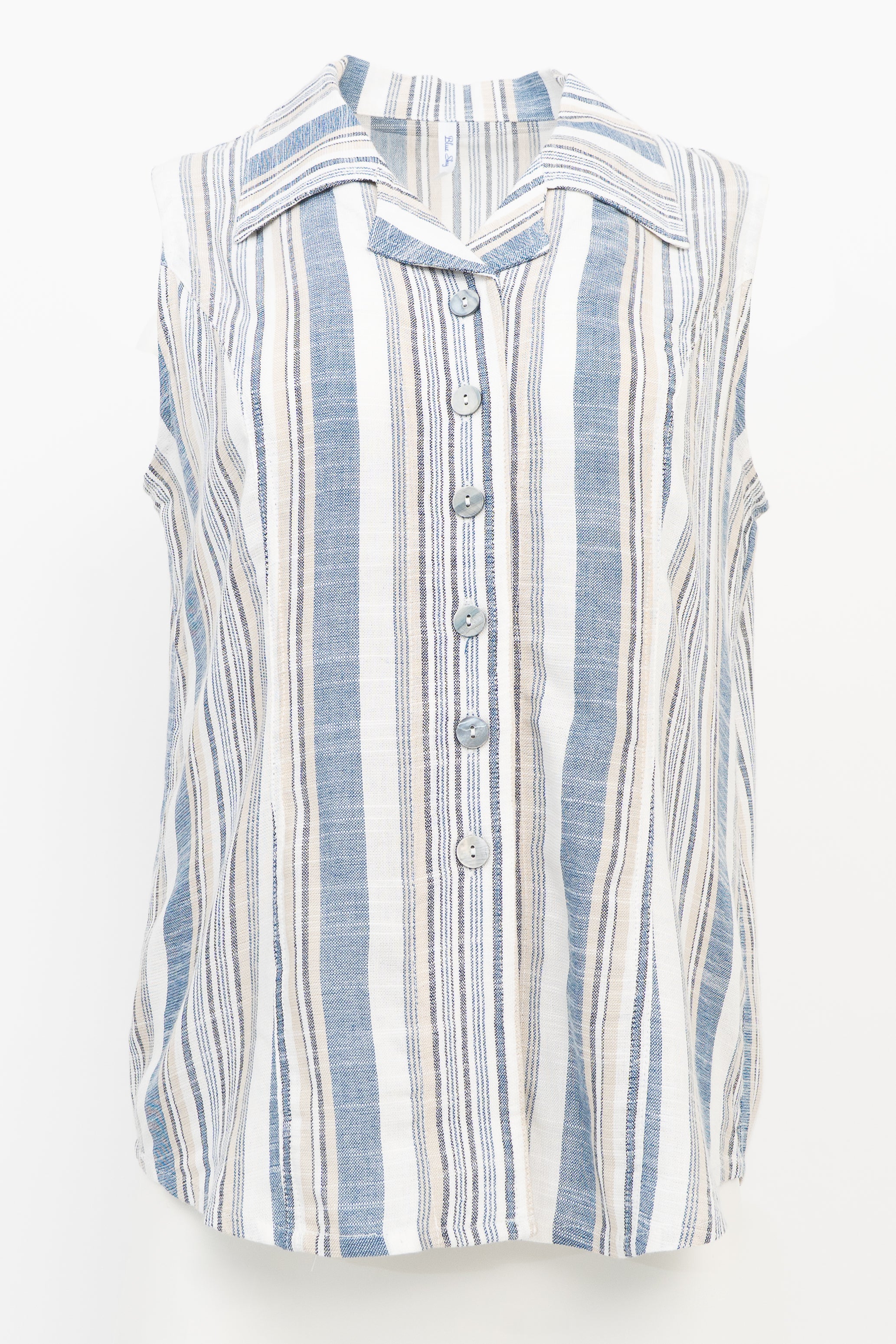 Lexa Tank Top - Sand Stripe Linen Bamboo Blend - Women's Casual Summer Shirt for Beach & Outdoor Activities