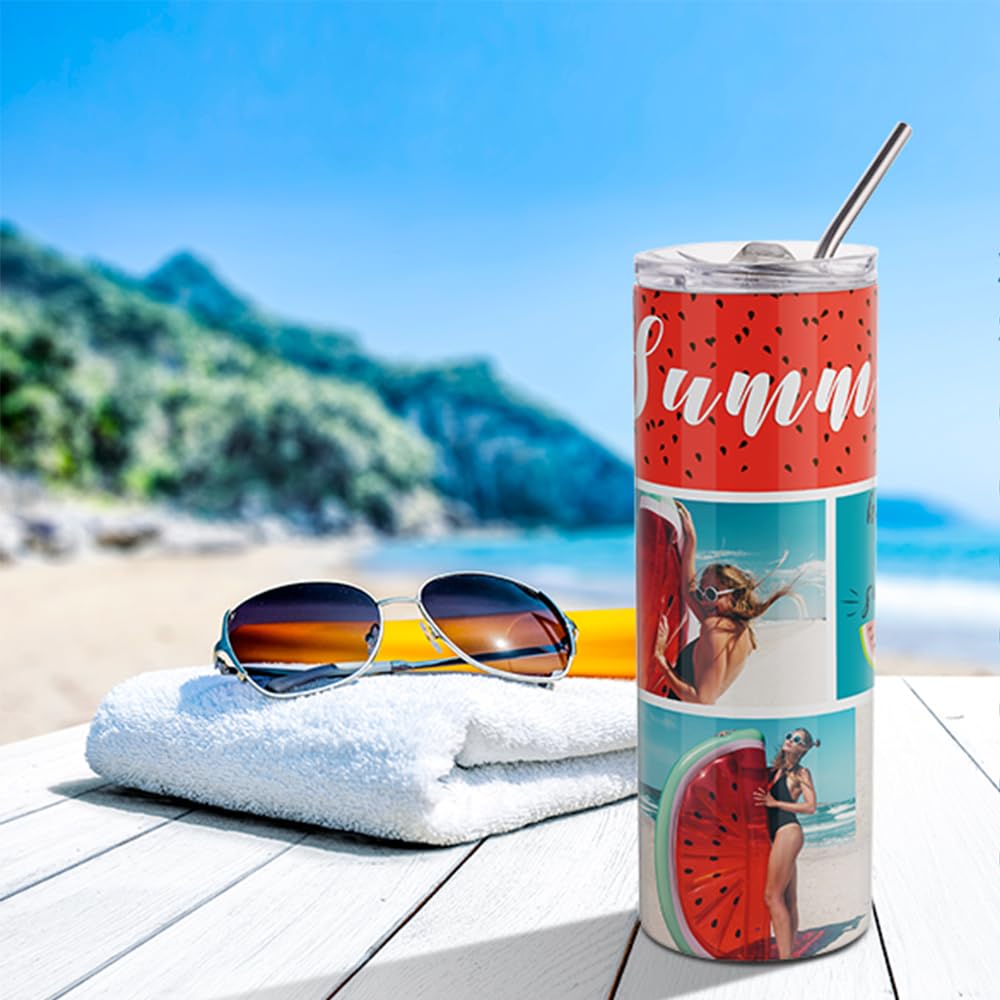 PYD Life 24 Pack 20oz Skinny Sublimation Tumblers - Stainless Steel Blank Cups with Lids & Metal Straws for Heat Press Printing | Bulk White Straight Tumblers for DIY Crafts, Personalized Gifts, and Drinkware Business