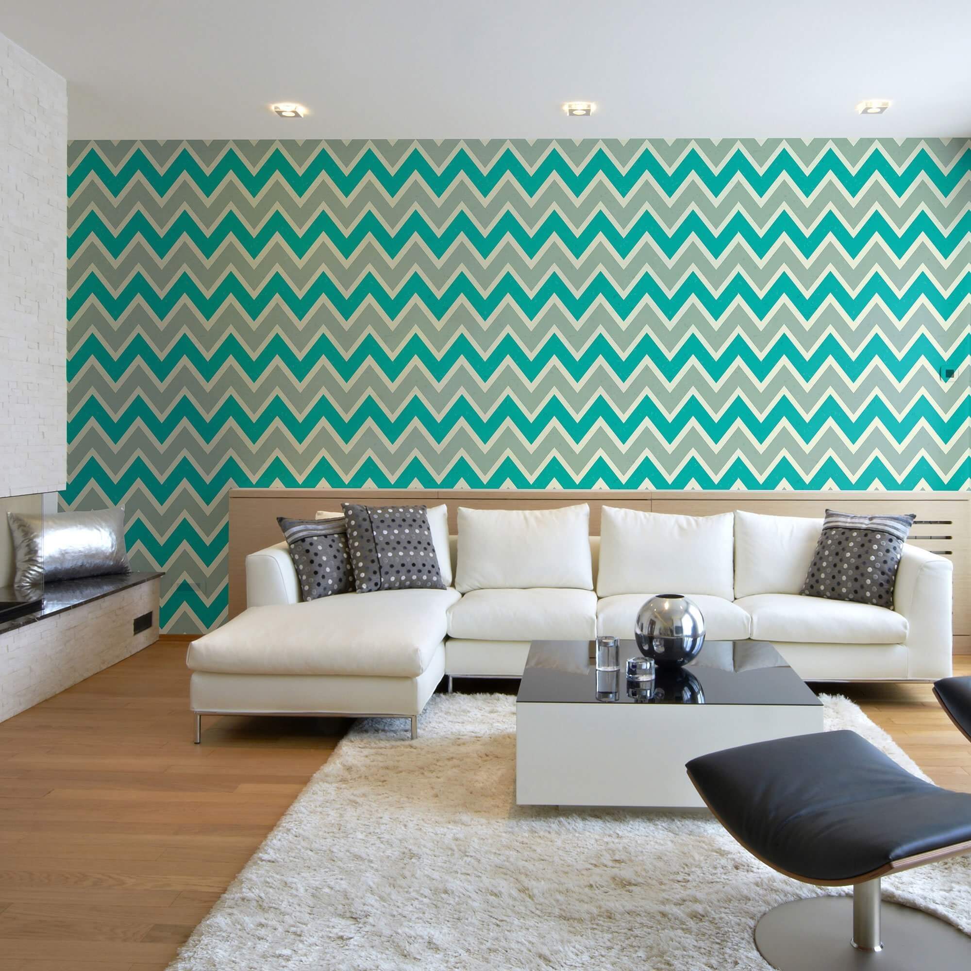 Blue Chevron Peel and Stick Removable Wallpaper - Self-Adhesive Decorative Wall Covering for Bedroom, Living Room & Office - Easy to Apply & Remove - Pattern 0869