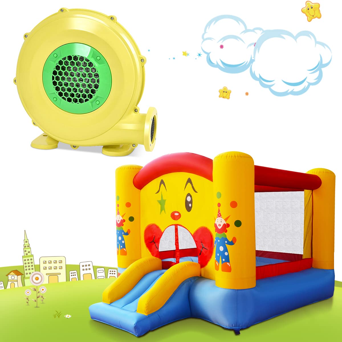 GOFLAME 735W 1HP Electric Air Blower Fan for Inflatables - Portable & Powerful Bounce House Blower for Jump Slides, Bouncy Castles, Party Rentals - Ideal for Outdoor Events, Birthday Parties, and Backyard Fun