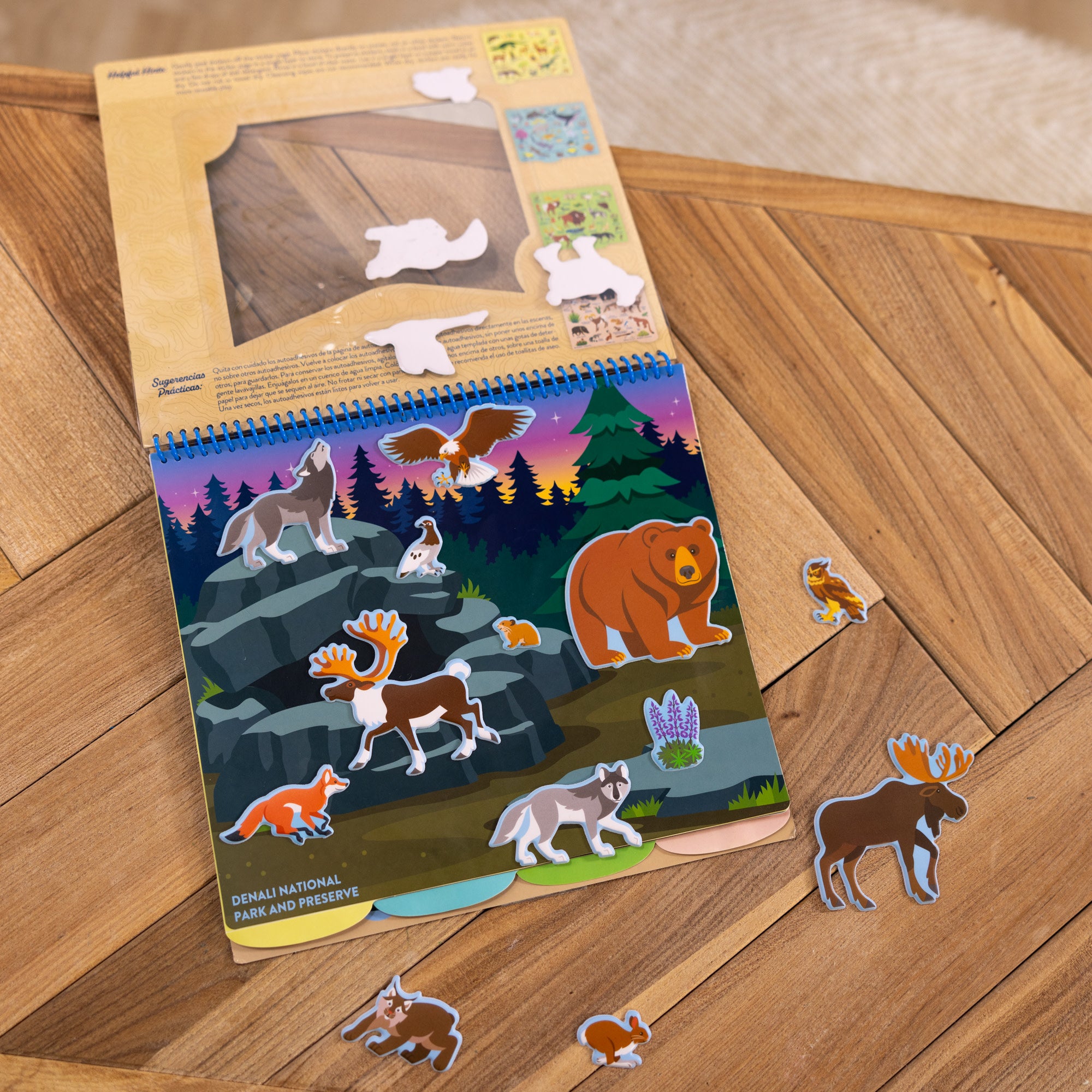 National Parks Reusable Stickers Set - 5 Scenes with 121 Park Animal Stickers for Kids, Waterproof & Repositionable - Perfect for Scrapbooks, Travel Journals & DIY Crafts
