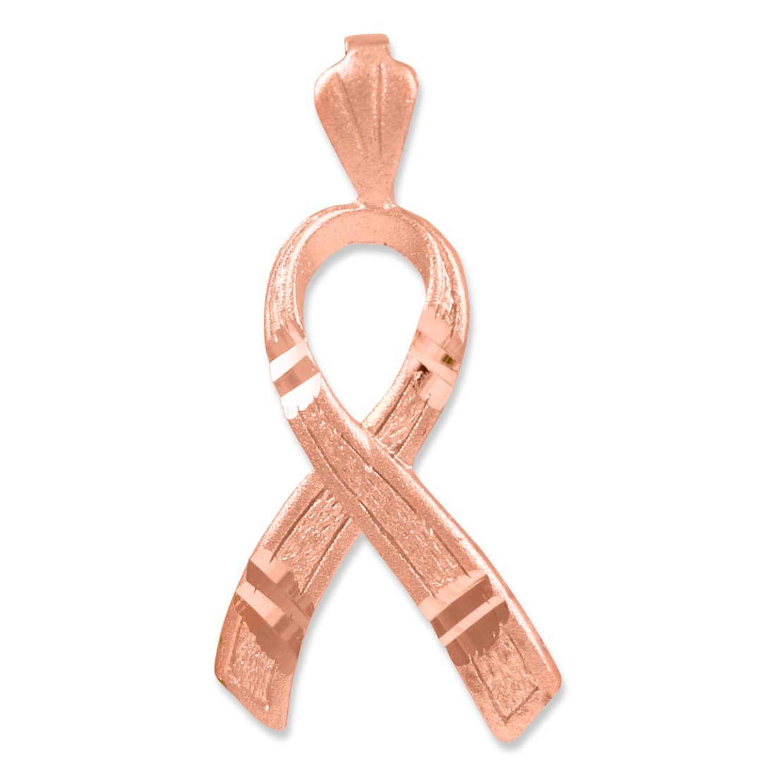 14k Rose Gold Childhood Cancer Awareness Ribbon Charm 3D Pendant Necklace - American Heroes Collection | Thoughtful Gift for Survivors, Supporters & Loved Ones