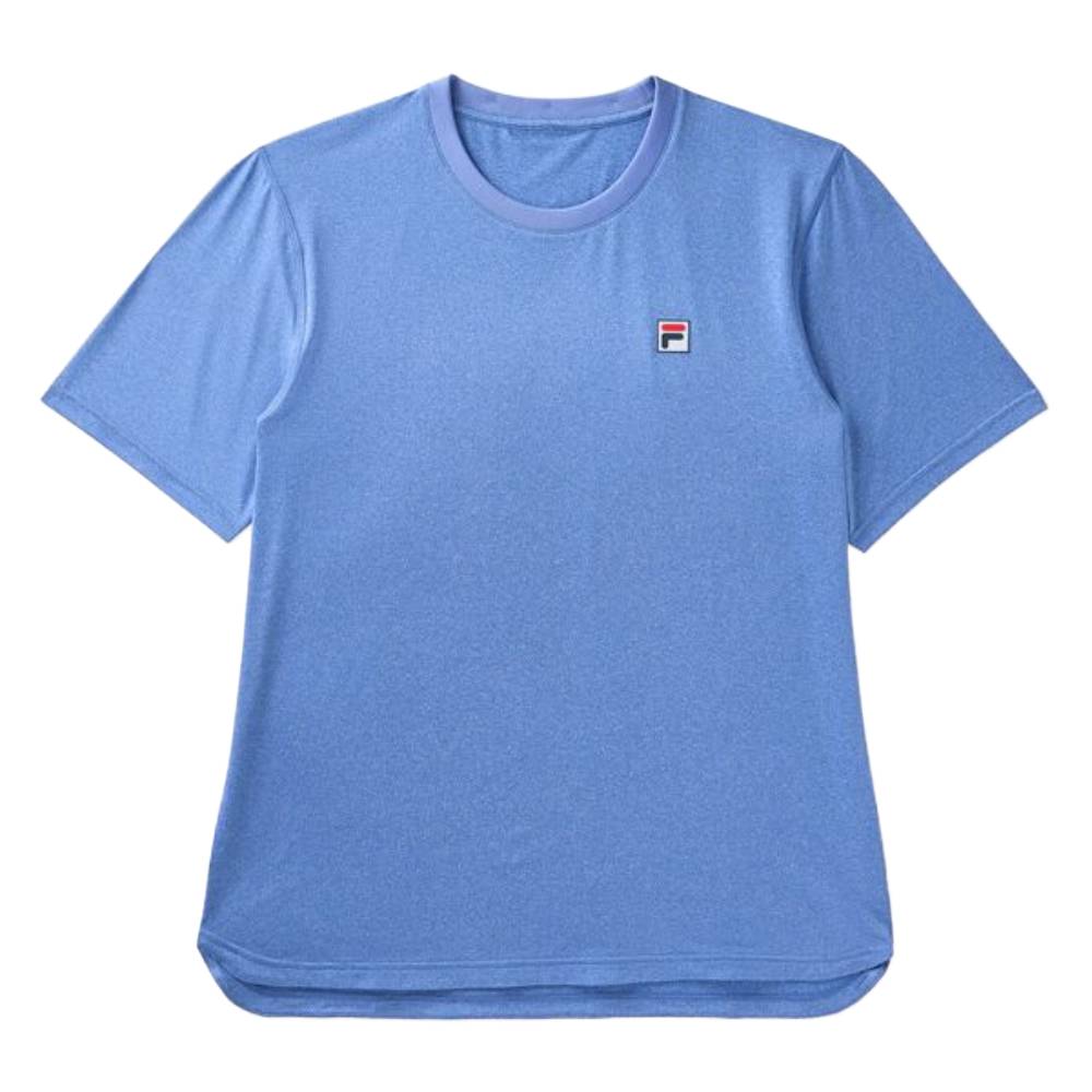 Fila Men's Scallop Hem Heather Crew Neck T-Shirt - Dazzling Blue Heather | Casual Athletic Wear for Gym, Running & Everyday Outfits