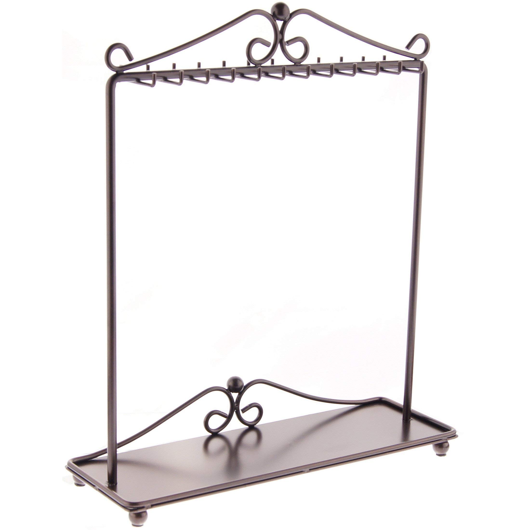 Angelynn's Freestanding Tall Necklace Holder Organizer Rack - Jewelry Tree Display Stand for Long Necklaces & Bracelets in Calla Rubbed Bronze - Perfect for Bedroom, Bathroom & Closet Organization
