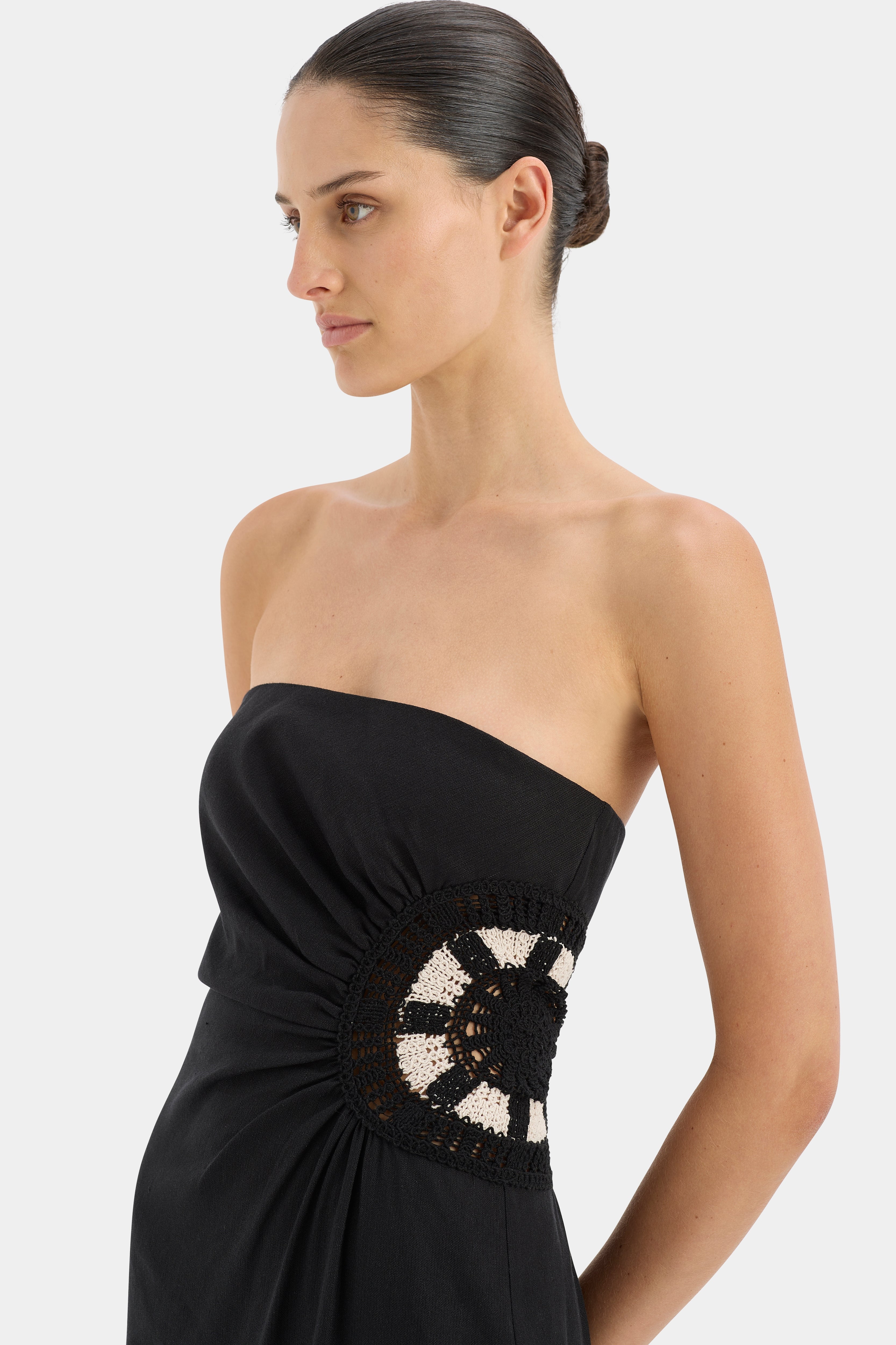 Elegant Strapless Midi Dress for Women - Flowy Summer Cocktail Party & Wedding Guest Dress - Perfect for Beach Vacations & Date Nights