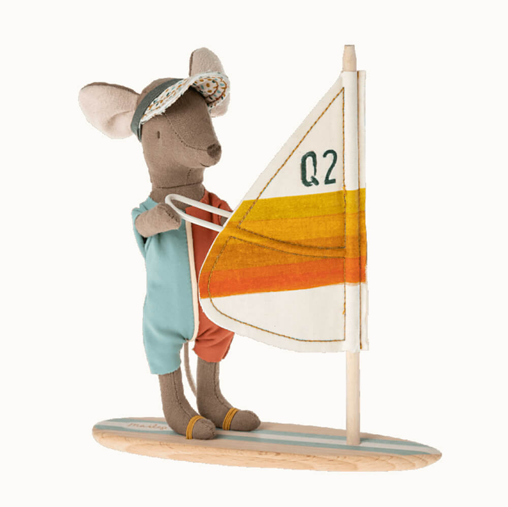 Maileg Surfer Mouse - Adorable Handmade Plush Toy for Kids & Collectors | Perfect for Playtime, Gifts & Nursery Decor