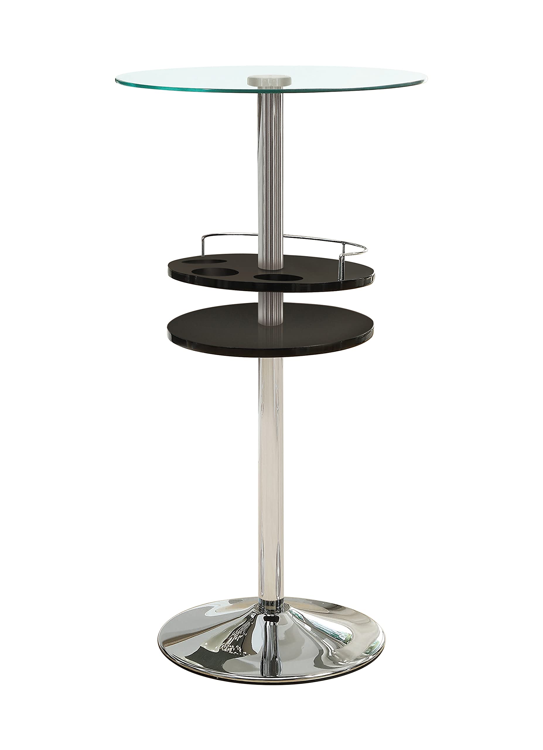 Black Coaster Furniture Bar Table with Tempered Glass Top & Storage Shelf - Perfect for Home Bars, Kitchen Islands, and Small Space Dining (Model 120715)