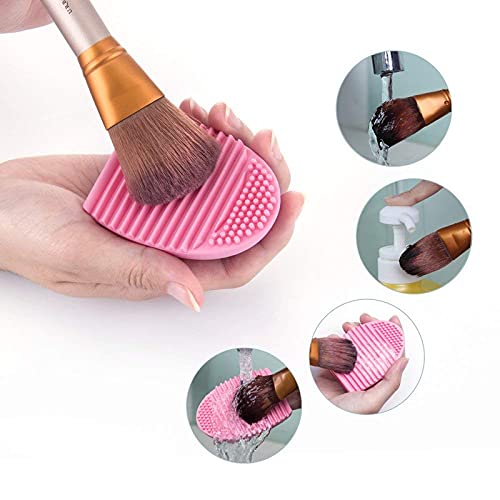 Belicia 2 Pack Silicone Brush Cleaner - Makeup Brush Cleaning Egg for Cosmetics (Pink) - Quick & Easy Cleaning Tool