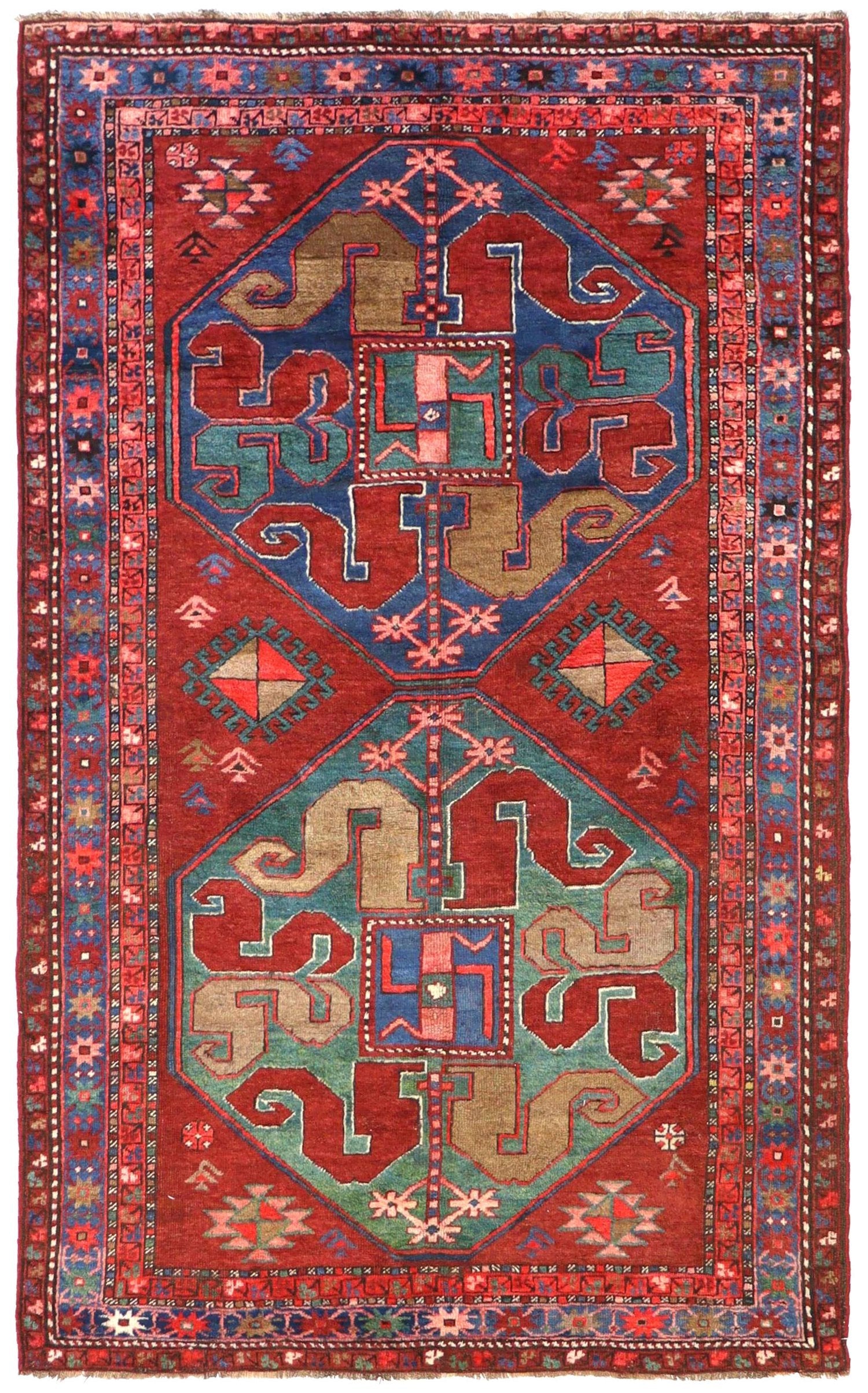 Antique Cloudband Kazak Handwoven Tribal Rug - Vintage Wool Carpet for Home Decor, Living Room, Bedroom - Traditional Oriental Area Rug JF8664