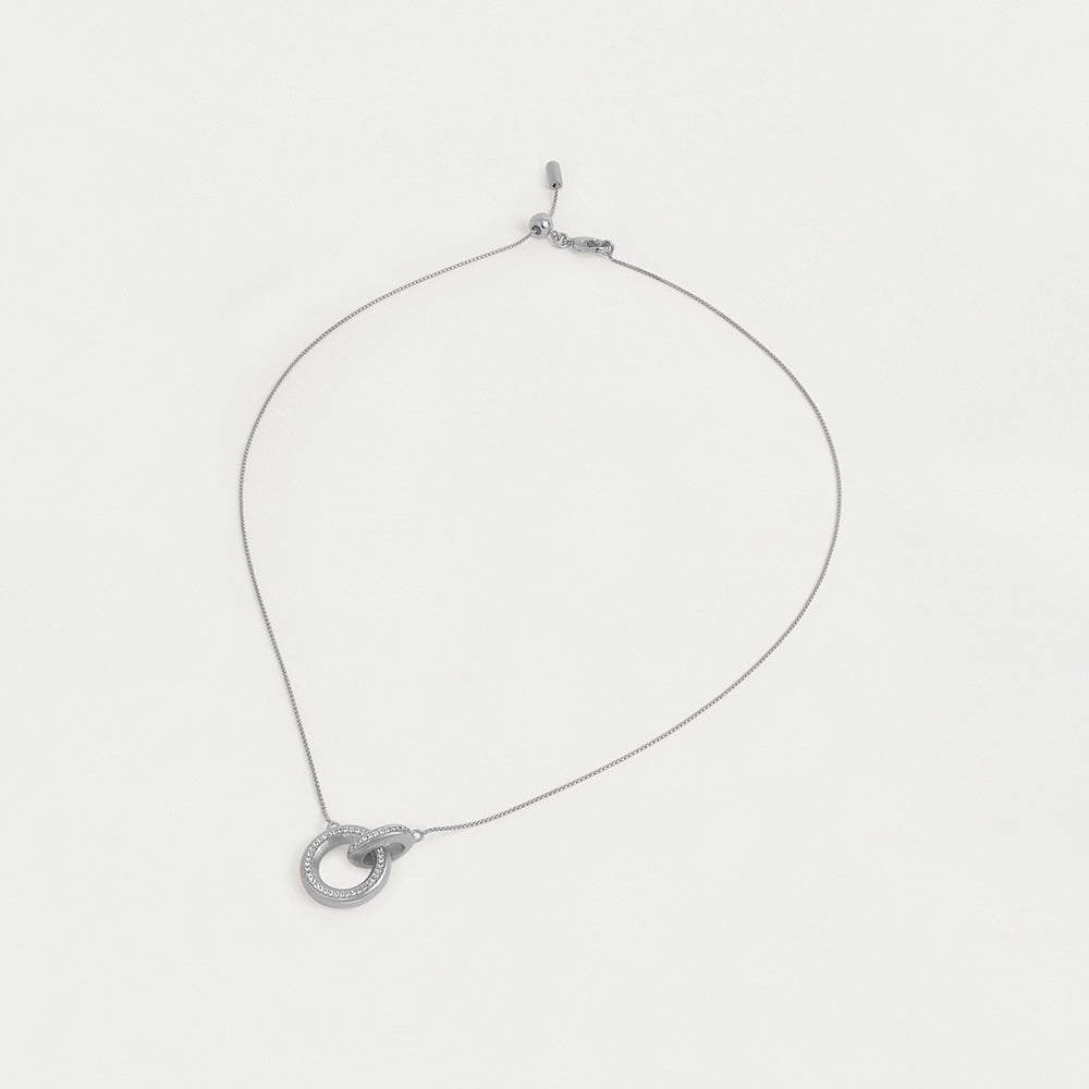 Colette Pave Hoop Pendant Necklace - Sterling Silver Jewelry for Women, Elegant Layering Necklace for Everyday Wear, Gift for Her, Perfect for Date Night & Special Occasions