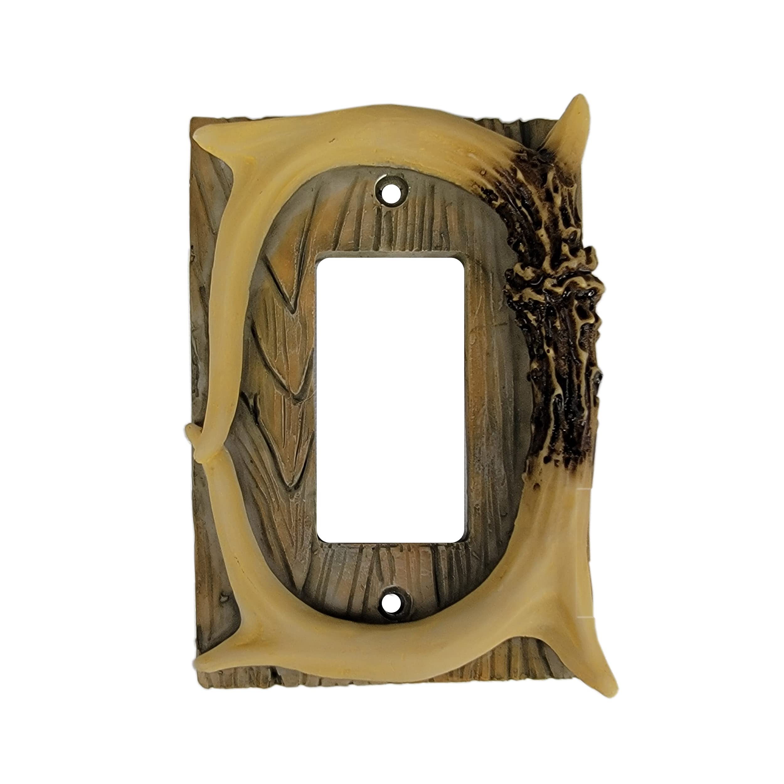 Rivers Edge Products Decorative Light Switch Cover Plate - Single Gang Poly-Resin Wall Plate, Hand-Painted Design with Antler Motif (Includes Screws) - Perfect for Home, Office, and Cabin Decor
