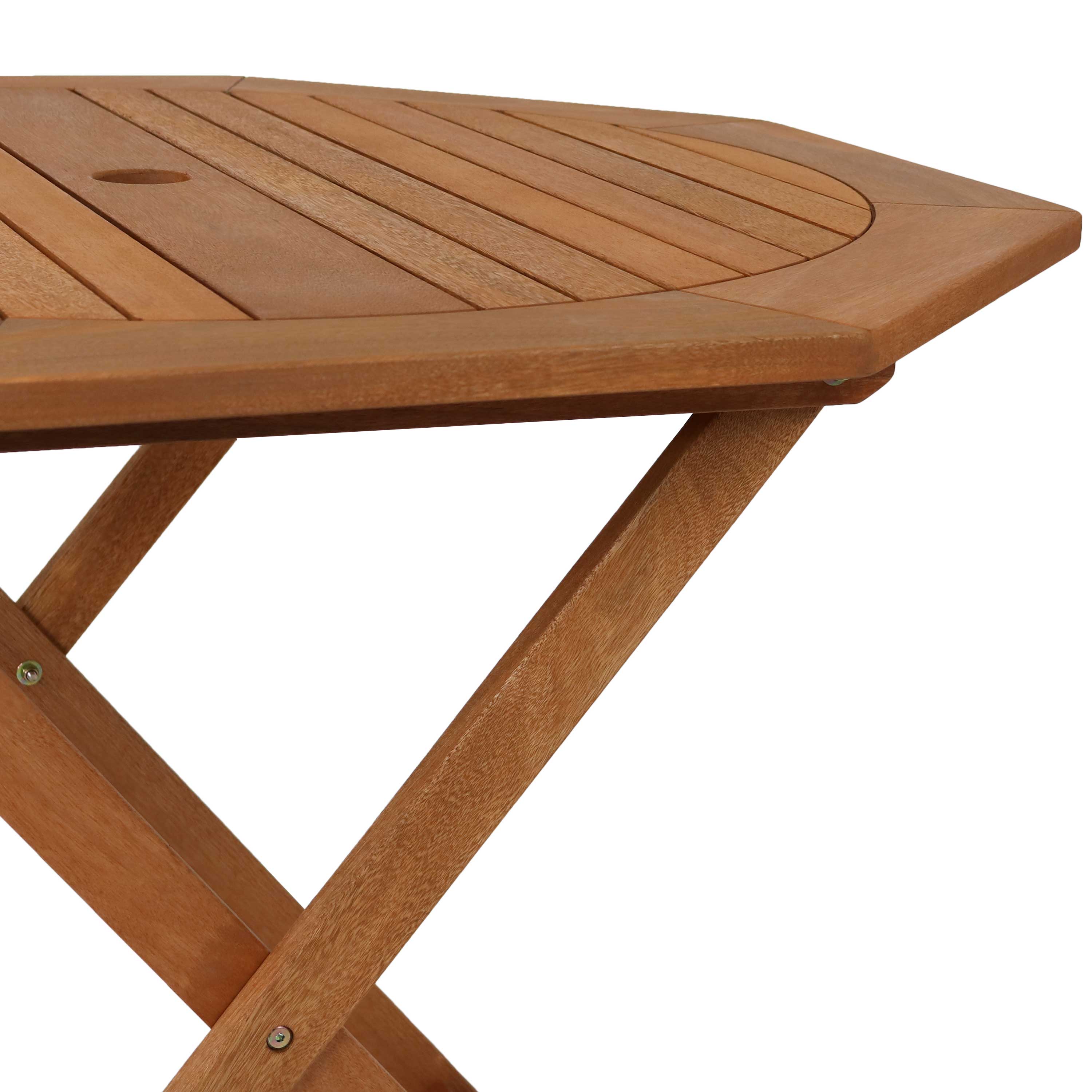 Sunnydaze Meranti Wood 5-Piece Outdoor Folding Patio Dining Set - Durable & Weather-Resistant Furniture for Backyard, Garden, or Poolside Entertaining