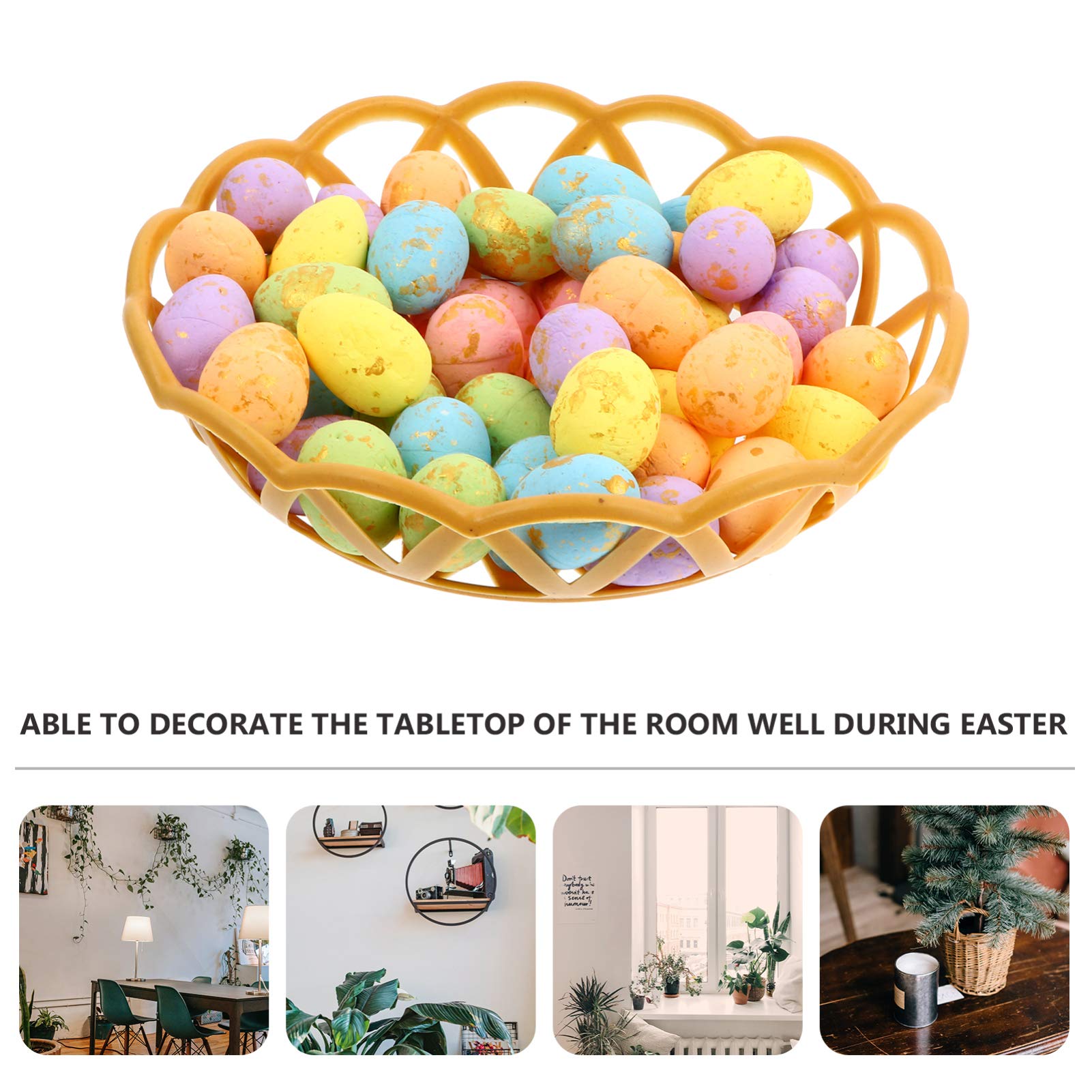 100PCS Artificial Foam Easter Eggs - DIY Bird Nest Simulation Eggs for Easter Decorations, Party Favors, and Spring Crafts - Includes 2 Decorative Plates