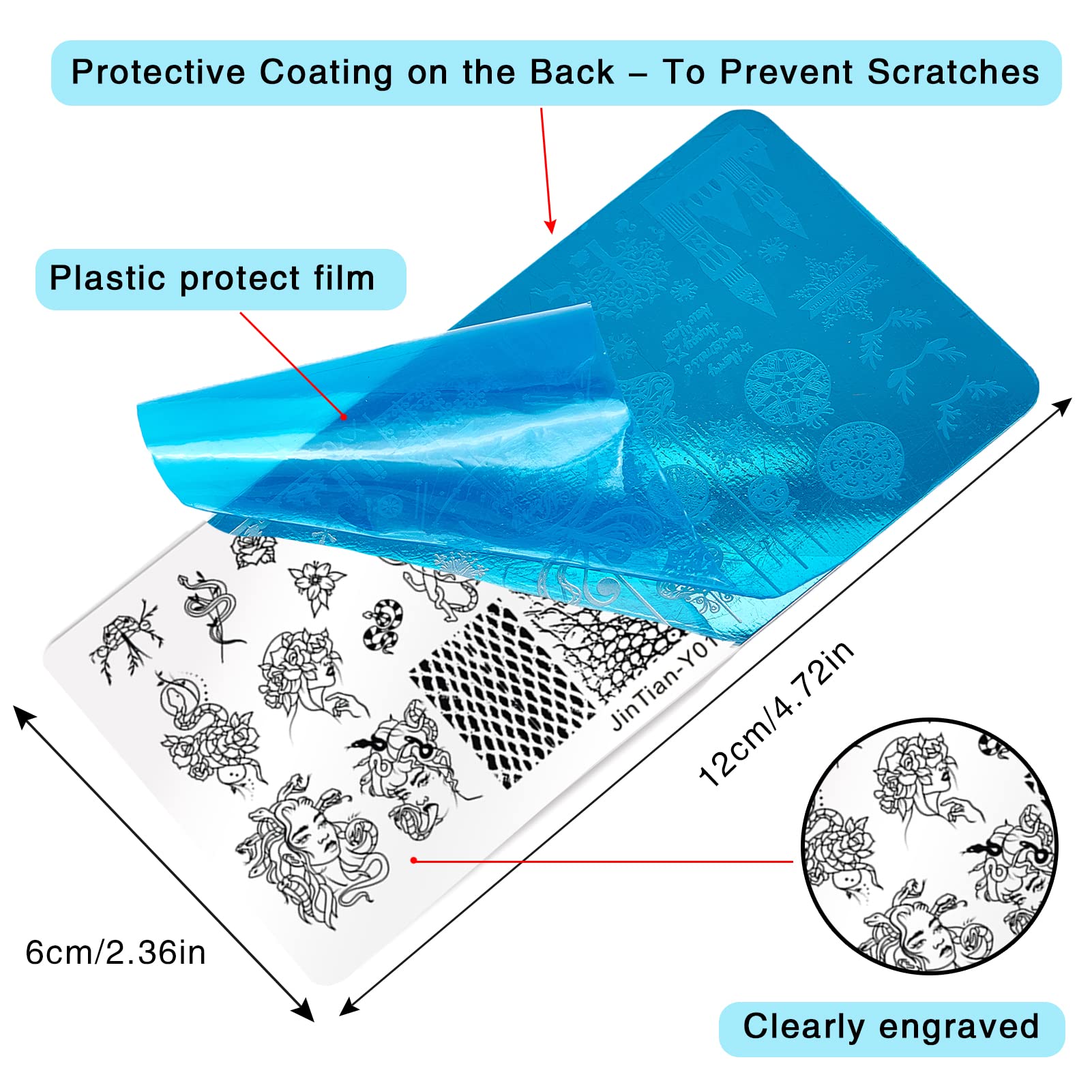 NICENEEDED Snake & Geometry Nail Art Stamping Plates - DIY Nail Stamp Templates with Animal Designs for Professional Nail Art Tools | Perfect for Salon, Home Manicure & Creative Nail Decorations