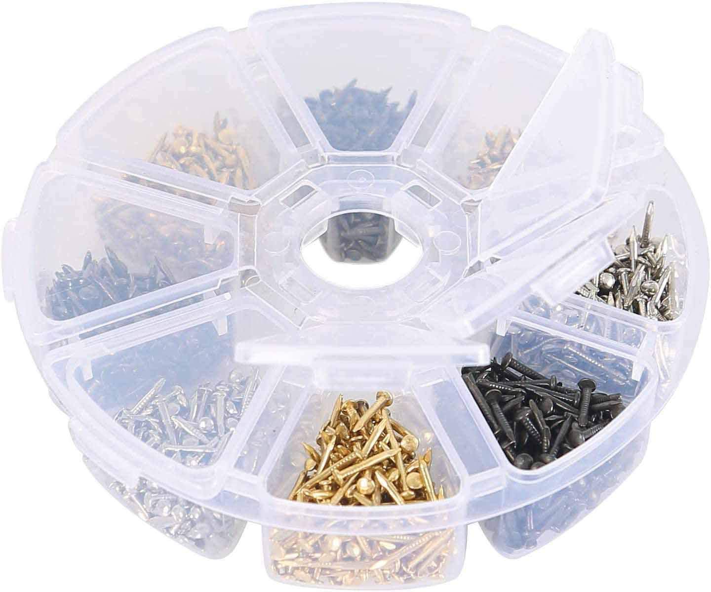 Premium Wooden Tiny Nails Set - 1600pcs Gold/Silver/Bronze Decorative Nails (2/5
