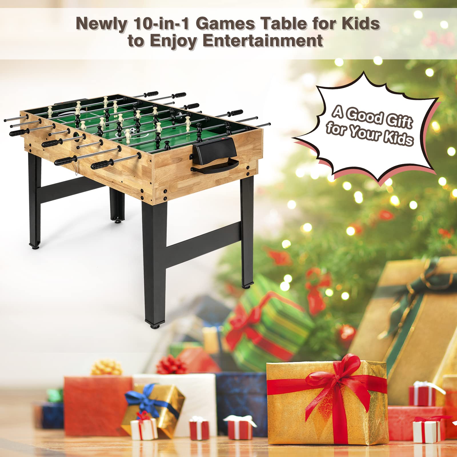 Giantex 10-in-1 Multi Game Table Set with Hockey, Foosball, Pool, Ping-Pong, Chess, Cards, Checkers, Bowling, Shuffleboard & Backgammon - Adult Size Multiplayer Game Table for Game Room, Family Gatherings & Entertainment Centers - Perfect for Parties, Basement Fun & Indoor Recreation