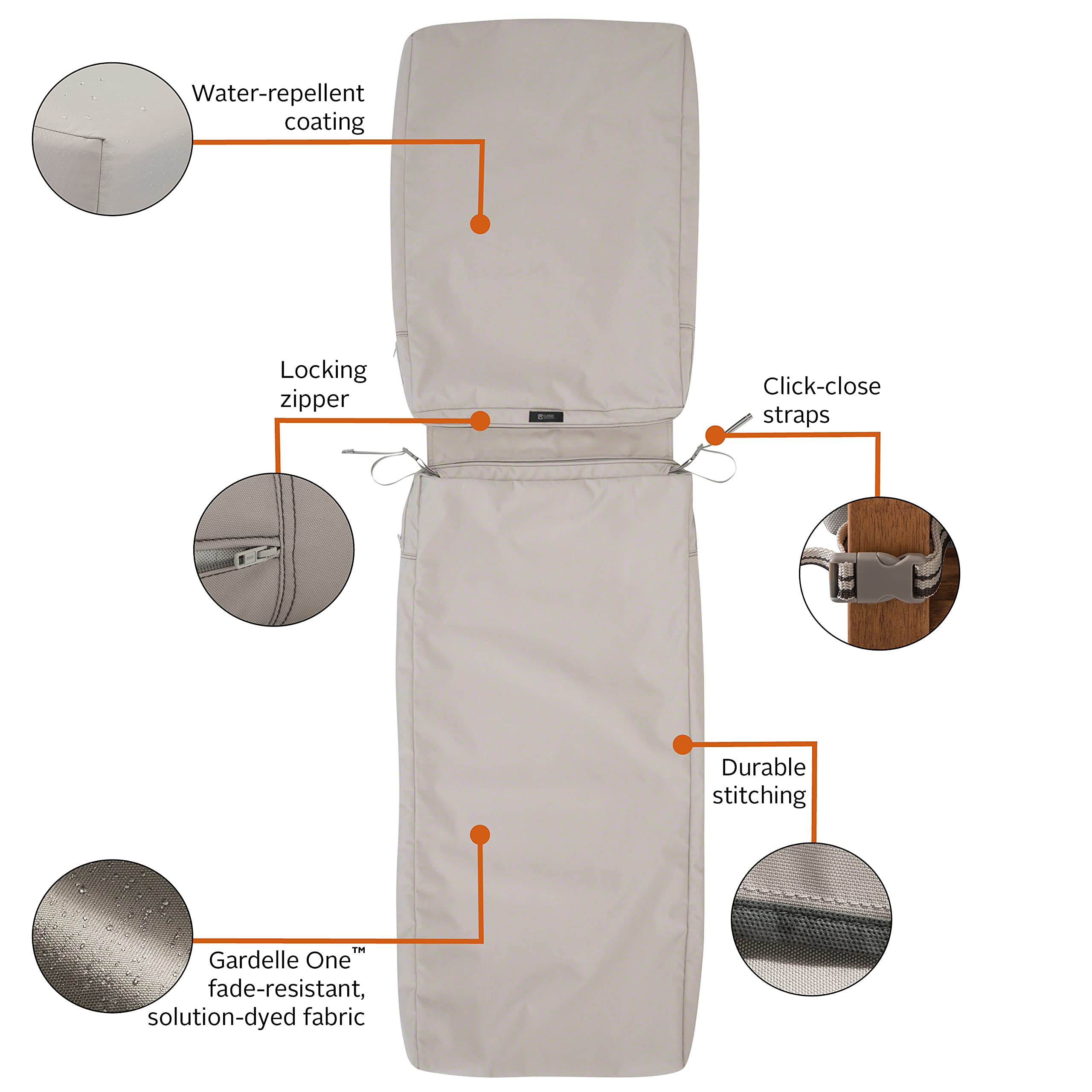 Water-Resistant Patio Chaise Cushion Cover 80x26