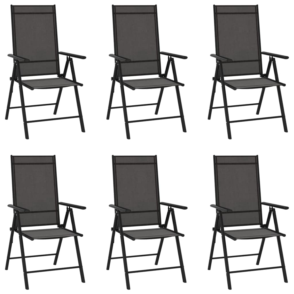 Outdoor Patio Dining Chairs Set of 6 - Textilene Black Arm Chairs for Kitchen, Bistro, Cafe & Garden - Modern Folding Club Chairs for Outdoor Dining, Restaurant & Backyard Relaxation