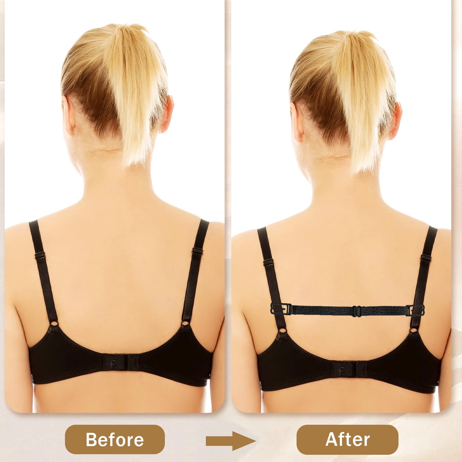 Non-Slip Bra Strap Clips 9PCS - Adjustable Racerback Bra Clips & Straps Holder for Full Cup Size - Black/White/Beige - Perfect for Cleavage Control, Shoulder Comfort & Sports Activities