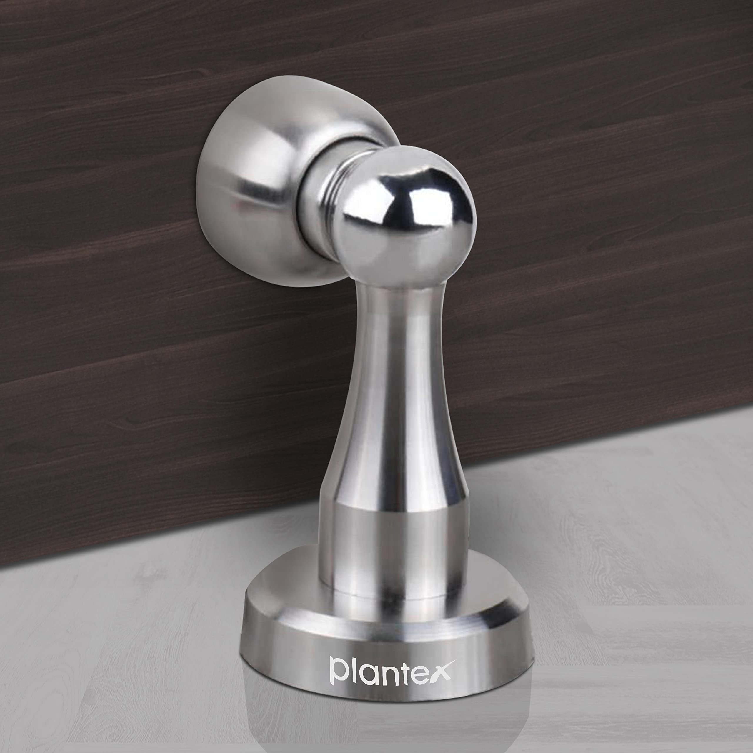 Plantex 4 Inch Stainless Steel Door Stopper - 360 Degree Magnetic Door Holder for Wooden/Glass/PVC Doors - Wall Mounted Soft Catcher (Matt Finish) - Perfect for Home, Office & Commercial Spaces