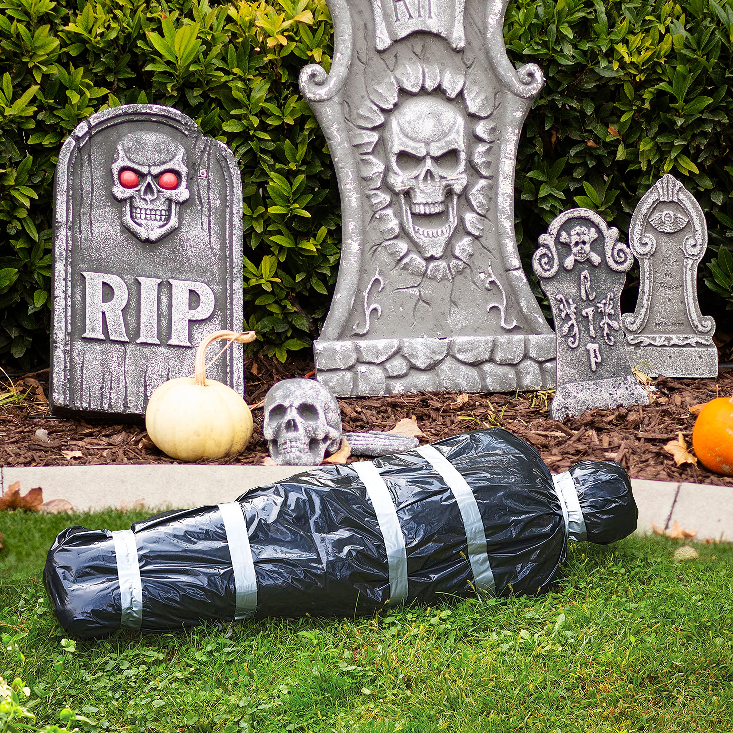 Halloween Inflatable Dead Body Bag Decoration - Crime Scene Fake Corpse Prop with Duct Tape for Outdoor Haunted House & Scary Party Decorations - Includes Air Pump | Perfect for Halloween Yard Displays, Spooky Parties & Haunted Attractions