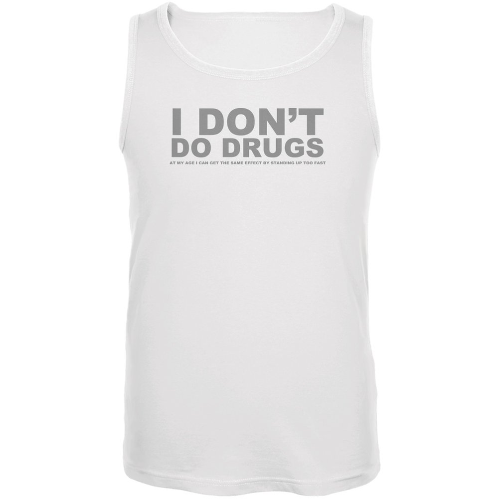 Funny Anti-Drug Slogan White Adult Tank Top - Medium Size for Men & Women - Perfect for Gym, Beach & Casual Wear