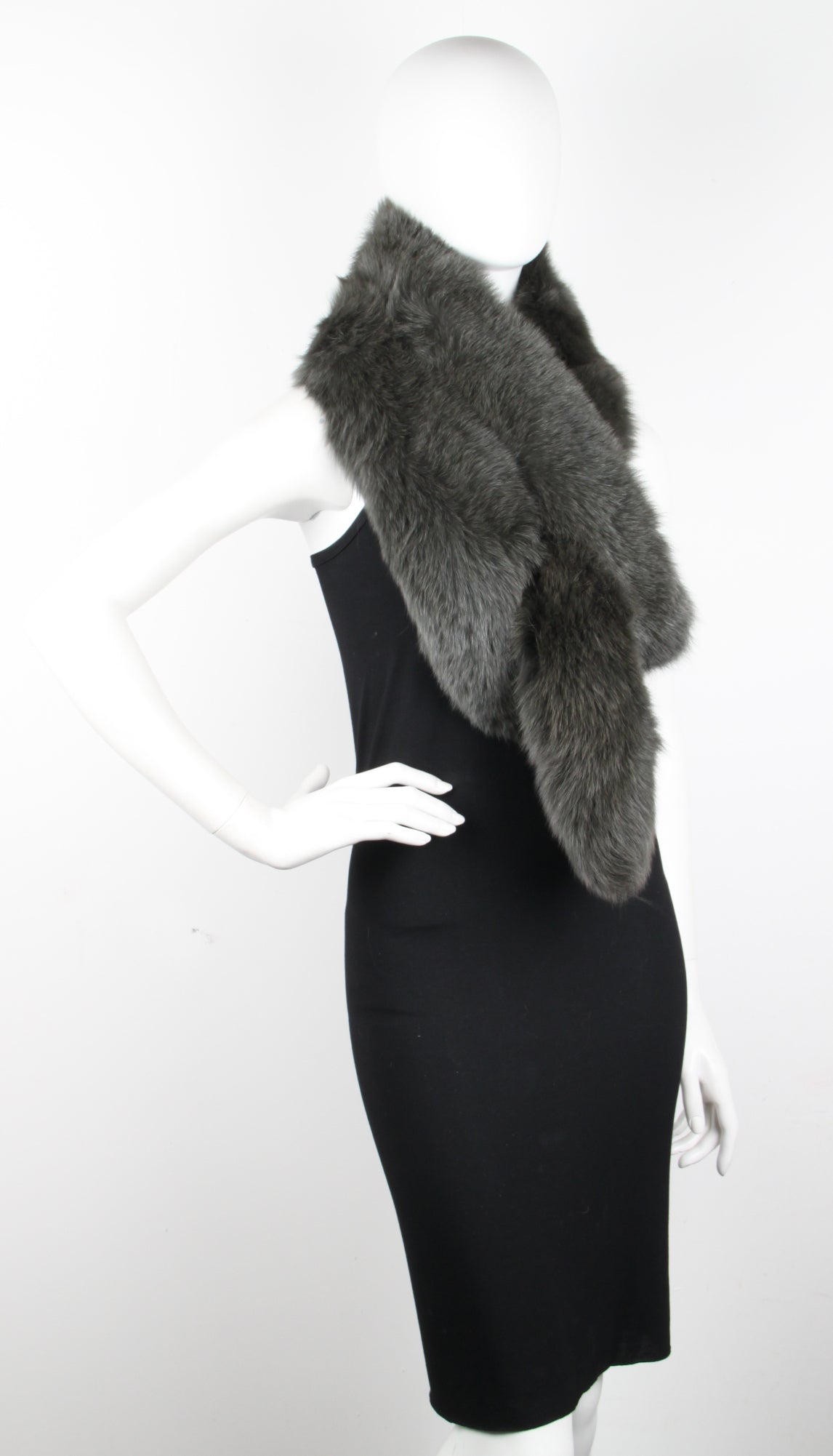 Fox Fur Stole - Khaki & Green Color, Soft & Warm Winter Shawl for Women, Perfect for Parties, Weddings, and Cold Weather Fashion